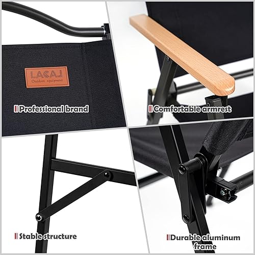 Miniatura 6 de Silla plegable de camping para adultos al aire libre, marco de aleación de aluminio resistente con reposabrazos, cómoda tela Oxford Ripstop, fácil