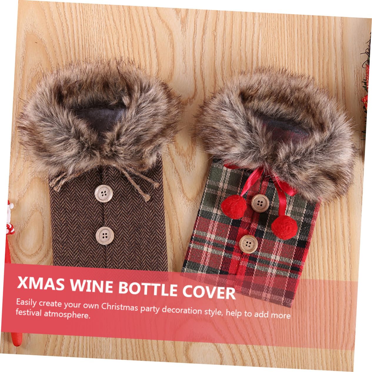 2pièces Housse De Bouteille De Vin pour Noël Étui De Couverture Décoratif Cadeau pour Bouteille De Vin De Vacances