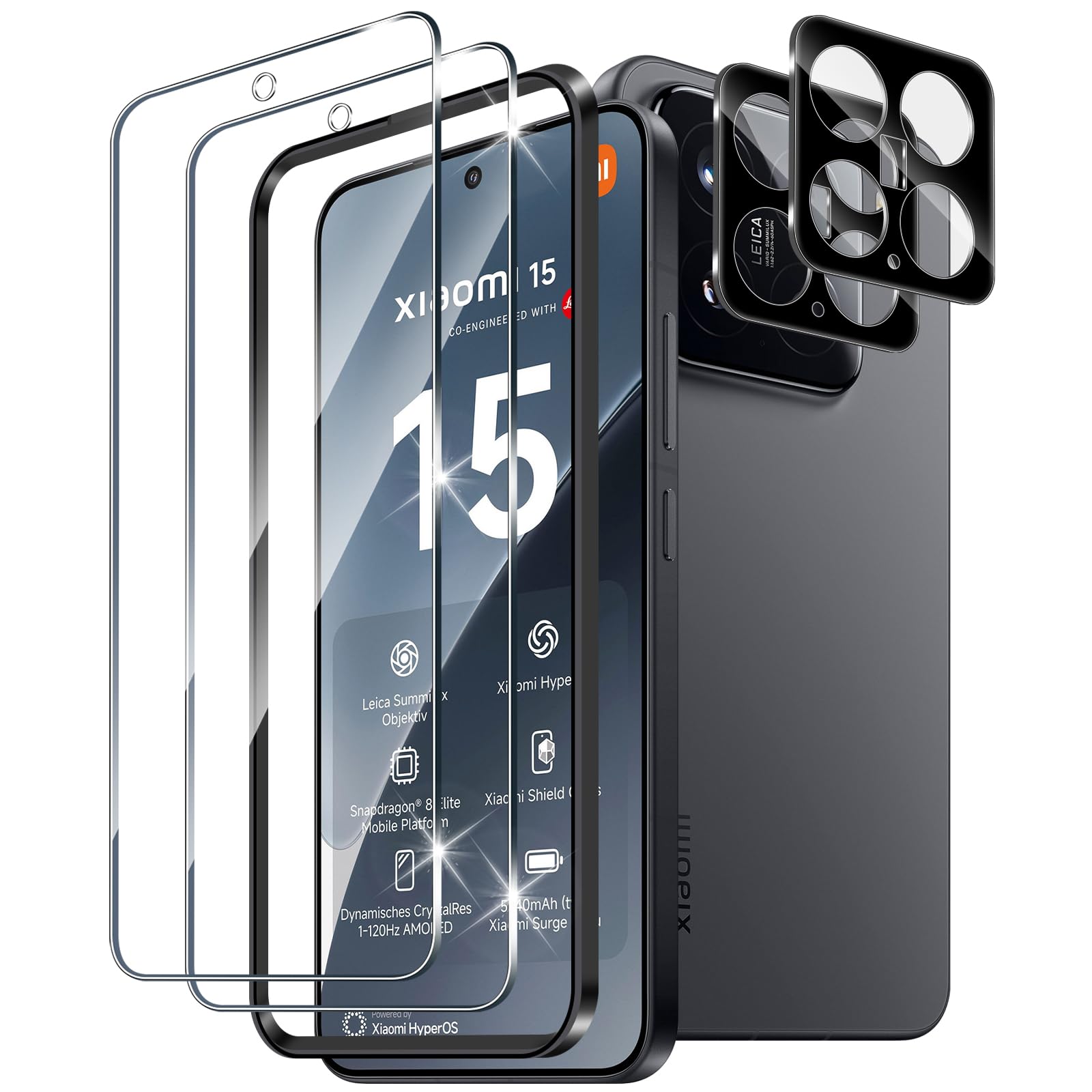 2 Pezzi Vetro Temperato 9H Per Xiaomi Redmi Note 15 Pro Plus 5G, Protezione Schermo 3D E 2 Protezioni Lente Fotocamera, Anti-graffio E Antibolla