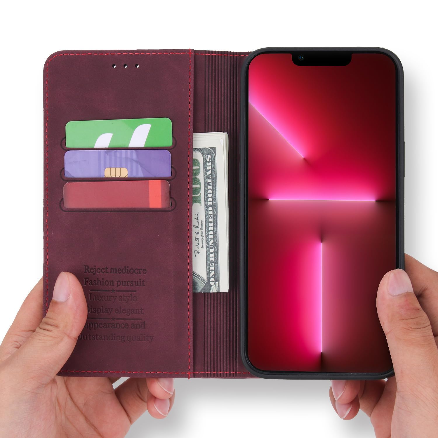 Custodia per Xiaomi 14 Pro in pelle con funzione stand rosso