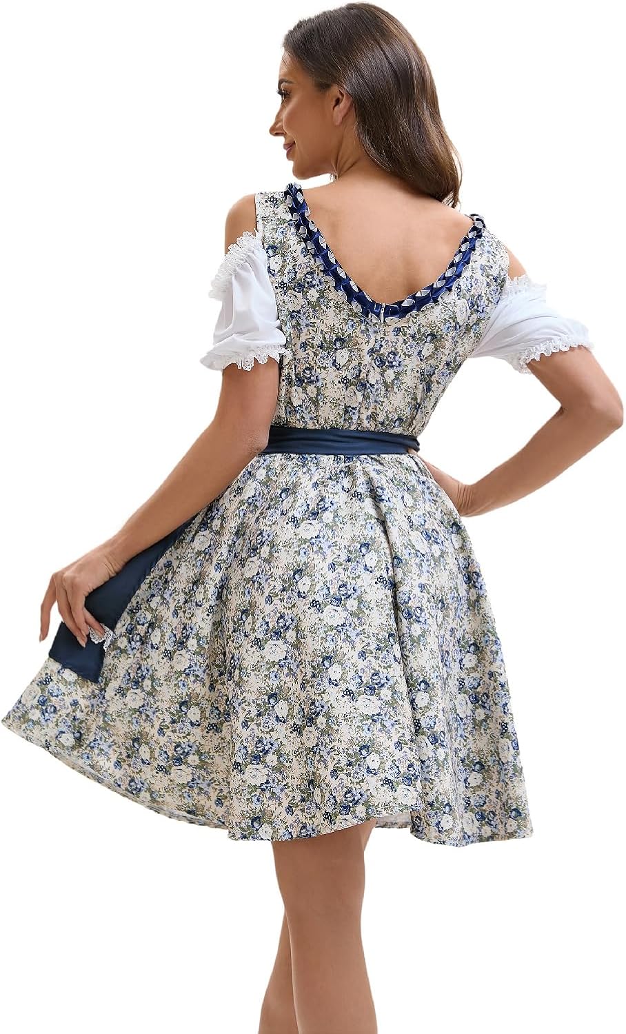 2 Piece Dirndl Dresses Women Oktoberfest Carnival Costume Accessories with Apron - Image 2