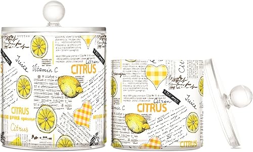 Miniatura 1 de Tarros de limones con tapas, tarros decorativos de baño, recipientes para lavandería, contenedor redondo de algodón para dormitorio, artículos