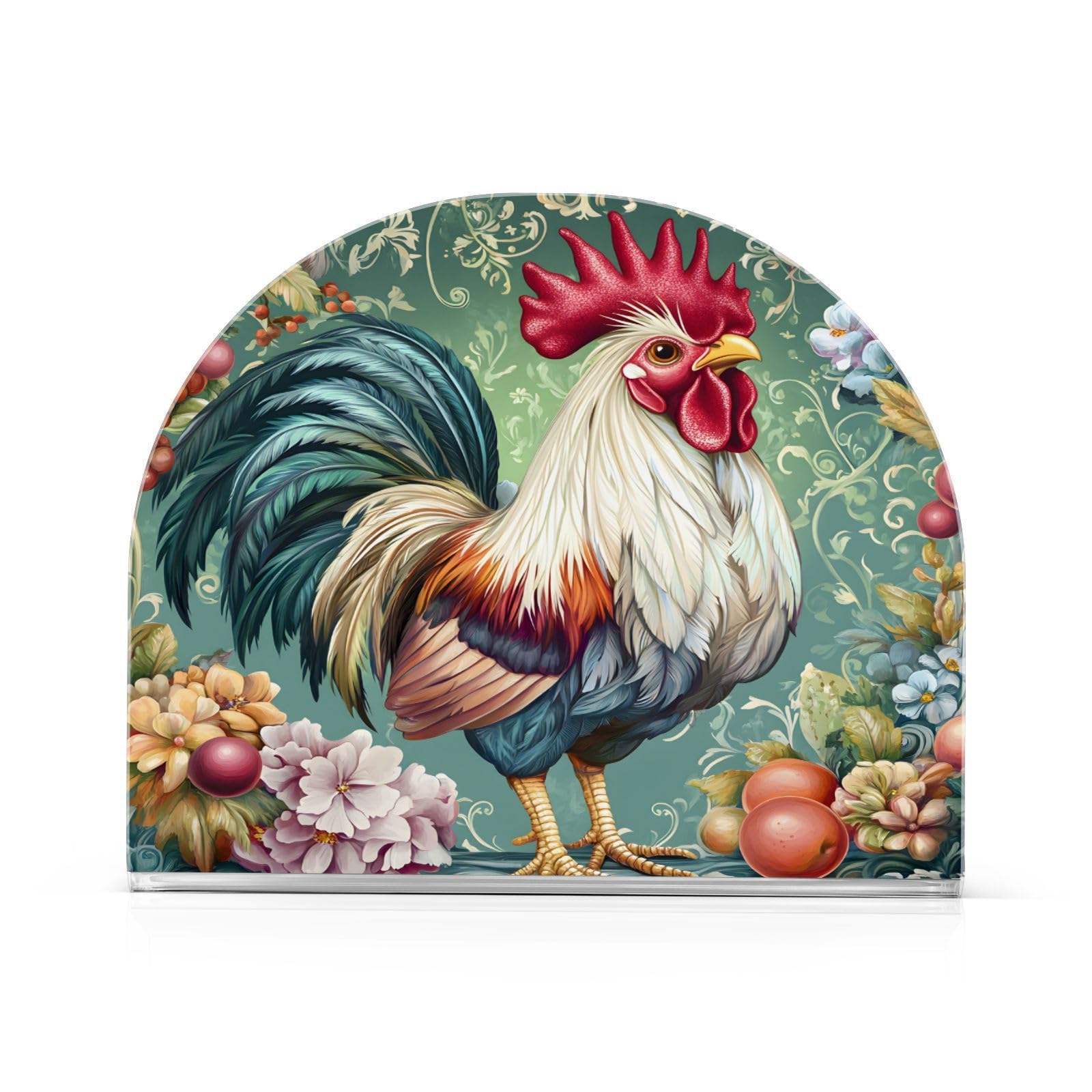 Chicken Rooster Napkin Holder for Tables Paper Cocktail Napkin Holders for Kitchen Dinning,Acrylic Dinner Napkin Dispenser for Restaurant Home Decor Bar Accessories 1 Pack