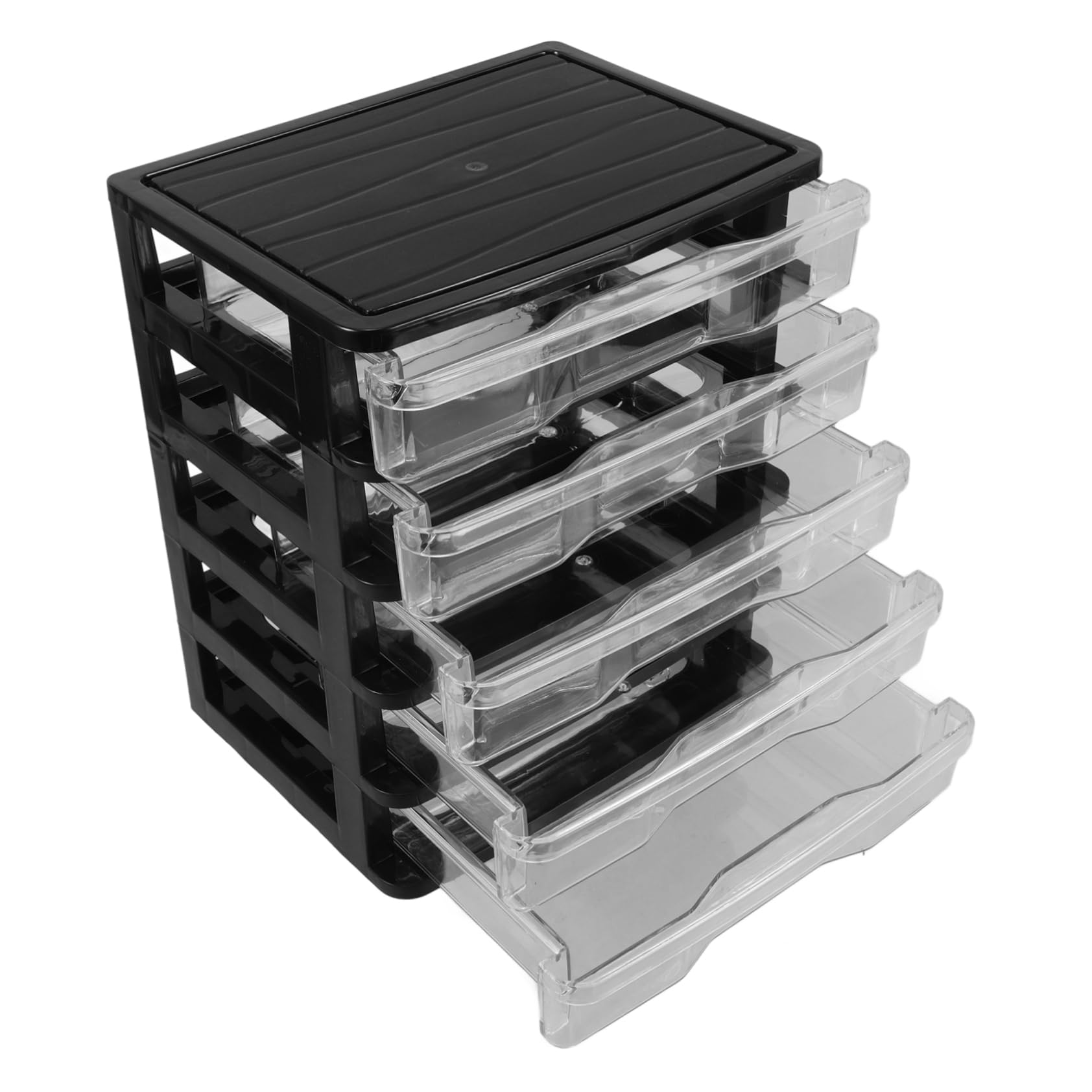 PLAFOPE Organizer Cassetti Trasparenti, Cassettiera da Scrivania in Plastica Nera, Multi-livello, per Cosmetici e Bagno, Salvaspazio