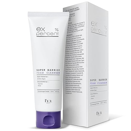 I'VEL Limpiador facial de espuma limpiadora Super Barrier, refrescante para todo tipo de piel, maquillaje y limpieza de piel, limpia suavemente la