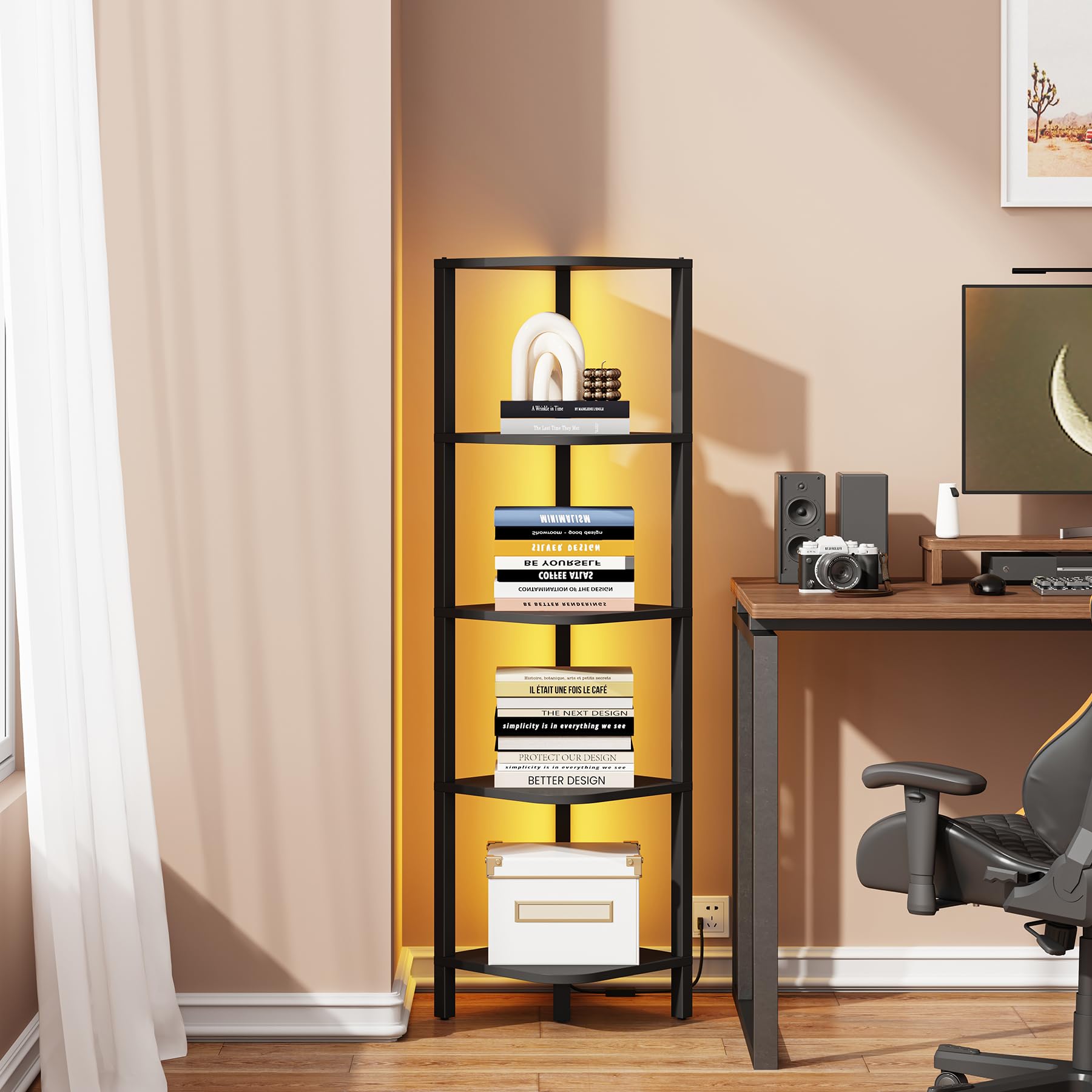 TUTOTAK LED Corner Bookshelf - Storage & Display -25