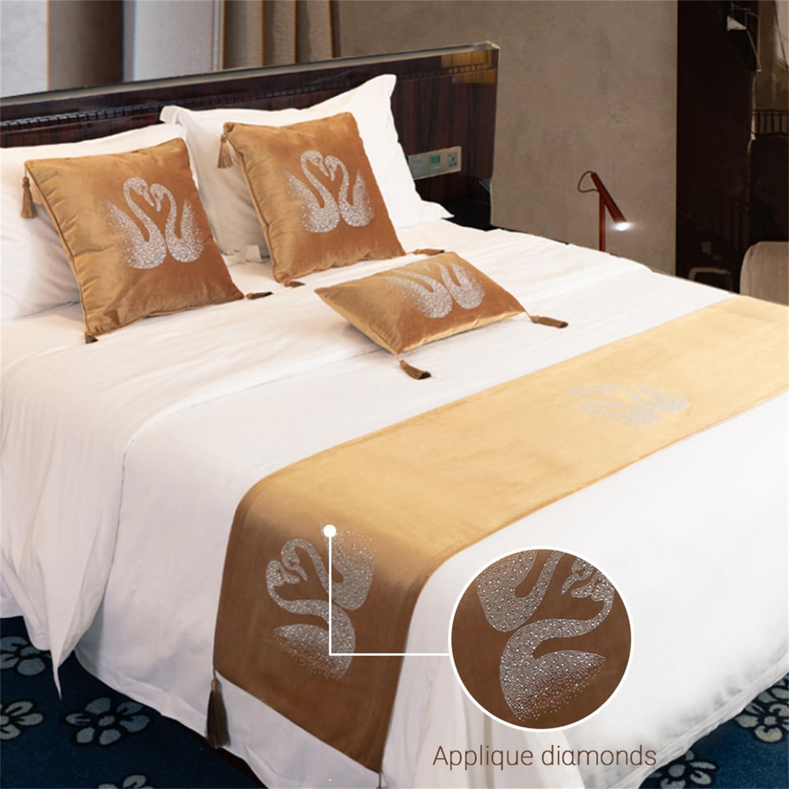 Morbuy Chemin De Lit Avec Coussin Assorti, Couleur Unie Chemin De