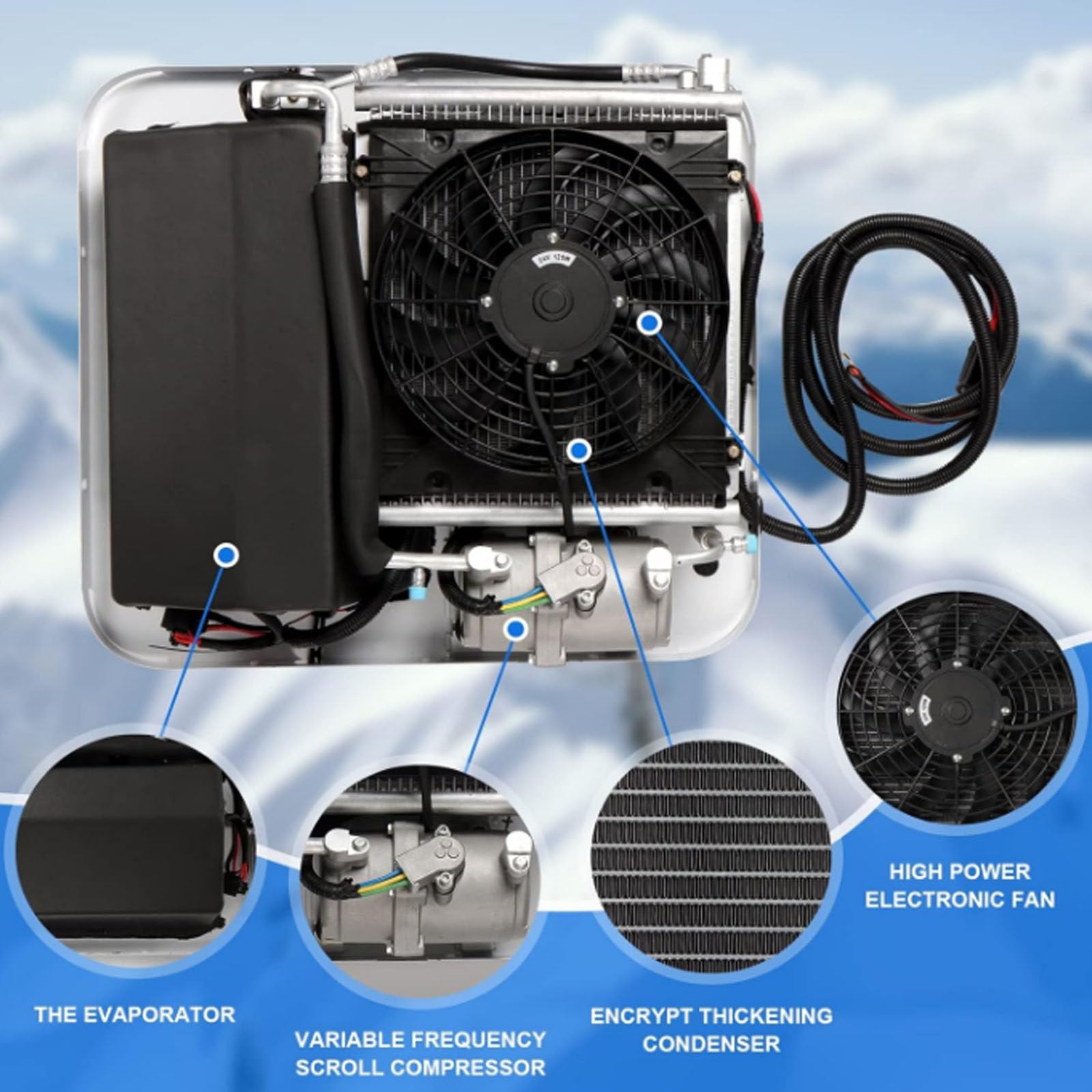 Climatizzatore Da Tetto Per Camper, Doppia Funzione Calda E Fredda, 12 V/24 V, Condizionatore Da Tetto Universale Per Camper, Regolazione Della Conversione Di Frequenza, Bassa Rumorosità,12V