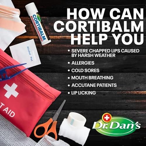Miniatura 8 de Dr. Dan's Cortibalm - 1 paquete - para labios secos agrietados - Bálsamo labial curativo para labios severamente agrietados - Diseñado para hombres,