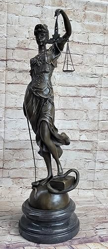 Miniatura 3 de Estatua de mármol de ley de justicia ciega de bronce de 25 pulgadas de alto, escultura de escala de dama, arte Nouveau, decoración decorativa de