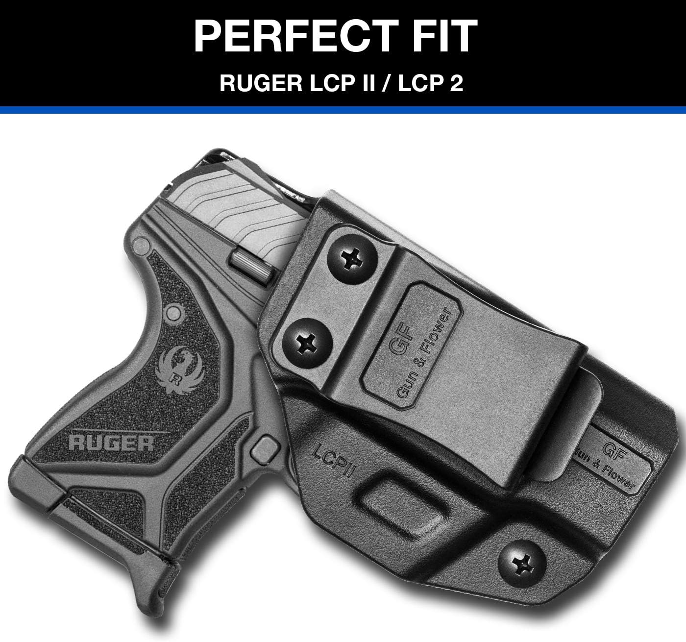 IWB Holster Compatible with Ruger LCP 2/LCP II, Polymer and Kydex Inside Waistband Holster for Concealed Carry LCP II | Adj. Cant & Retention | Fiber-Reinforced Polymer & Kydex Available