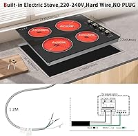 Vista 4 de Karinear Estufa eléctrica de 24 pulgadas, estufa eléctrica de 4 quemadores, control de perilla radiante integrado, bloqueo de seguridad