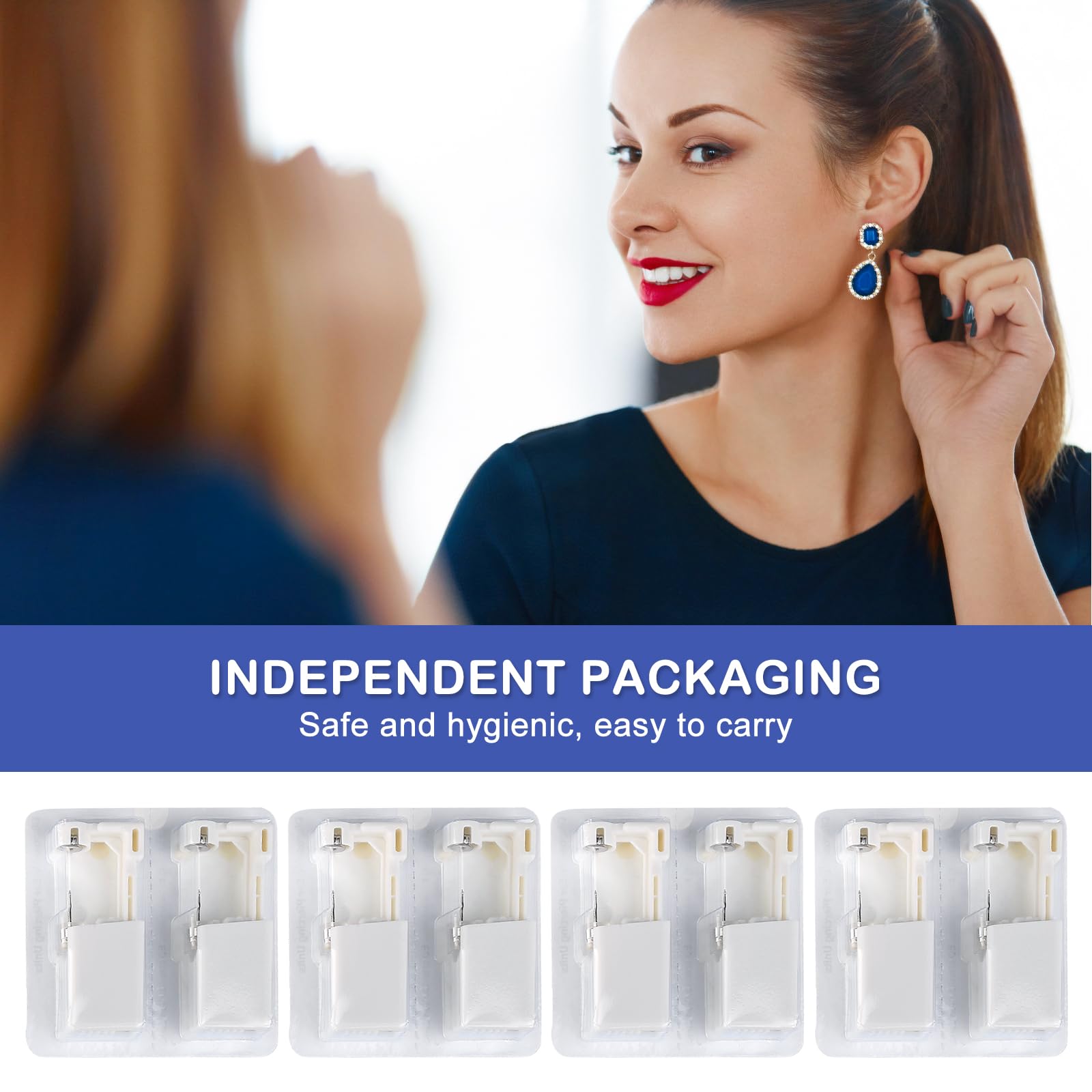 Kit Di Piercing Per Orecchie Monouso: Set Da 8 Pistole Foratubi Sicure Con Orecchini In Acciaio Inox E Cristalli, Strumento Asepsi Per Foratura Senza Dolore A Casa - 4