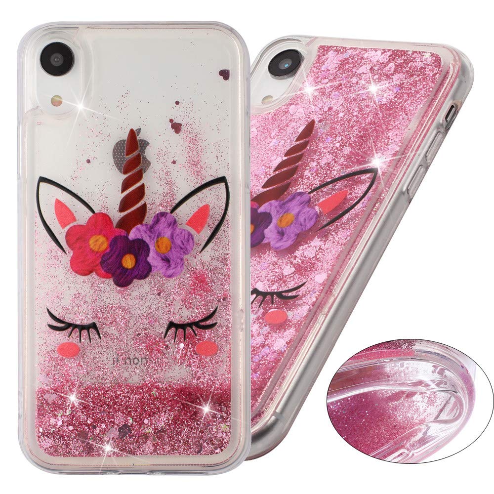 COTDINFORCA Case for iPhone XR,iPhone XR Glitter Case Liquid Series Girls Fashion Art Bling Flowing Liquid Floating Sparkle Glitter Cute Soft TPU Case for Apple iPhone XR - Wink XY