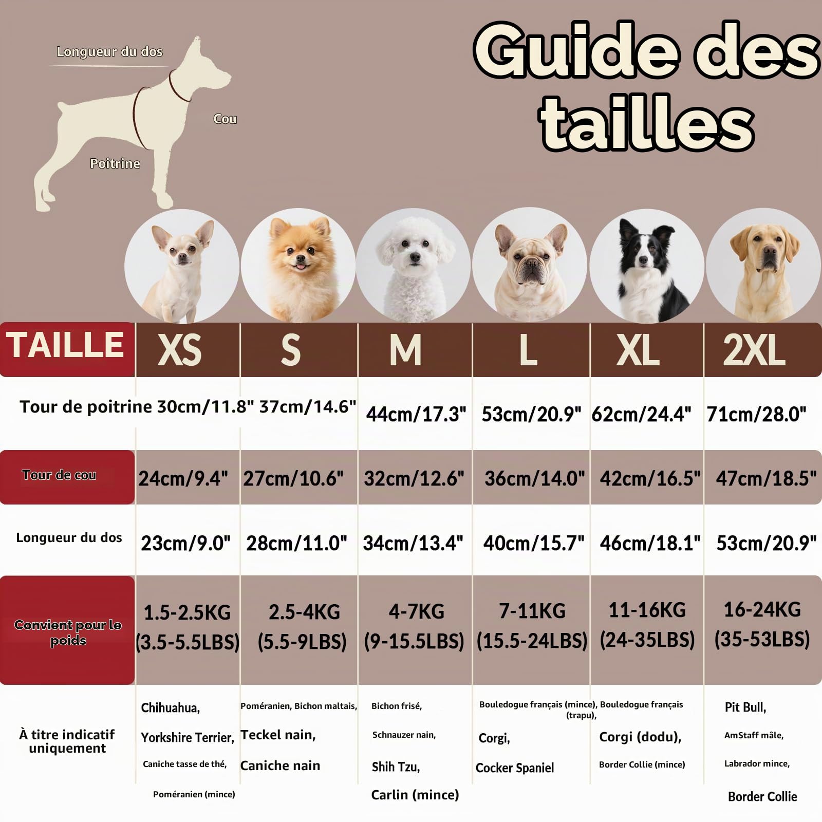Pull Noel Chien, Sweat Chaud avec Motif Renne Pull Over Hiver Col Roulé avec Ouverture pour Laisse, pour Cocker, Westie, Shiba Inu, Marron XL