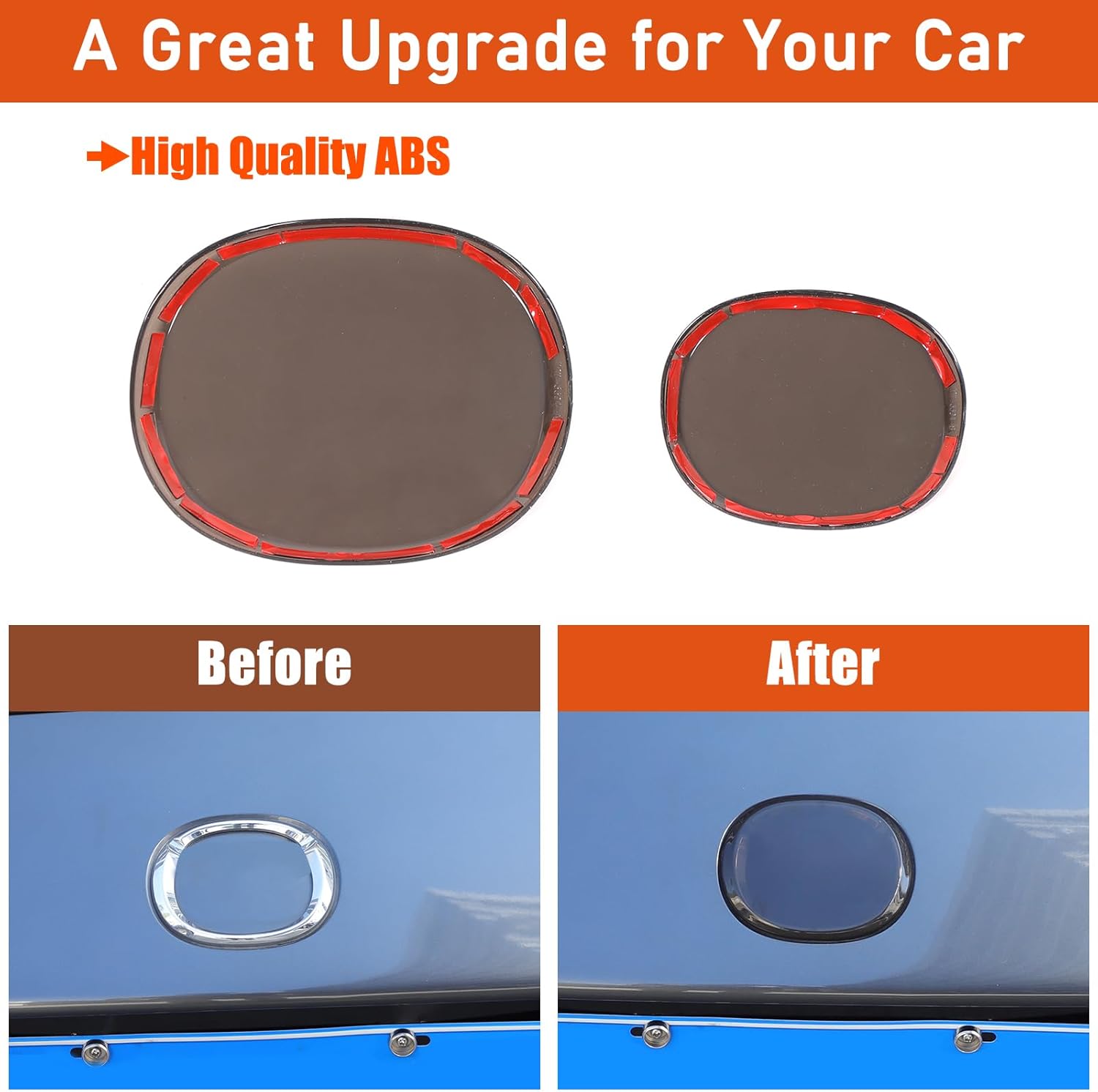 Front Grille Rear Tailgate Smoked Black Emblem Cover Guard Trim, 3.5"-5" Oval Badge Name Plate Fit for Mazda MX-5 Miata 2016 2017 and up, Automotive Exterior Accessories