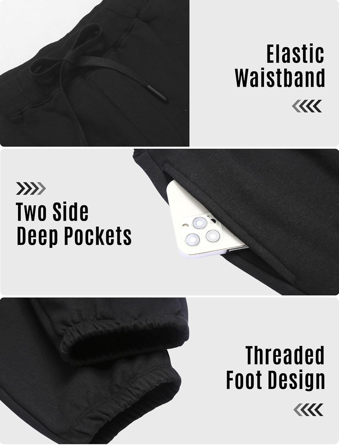 PINSPARK Men's Fleece Sweat Pants Joggers Cuffed Sweatpants Warm Cotton Baggy Sweatpants with Waist Elastic - Image 4