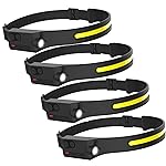 Pristar Rechargeable LED Headlamp with 230 Beam 5 Modes Head Lamp LED with Motion Sensor 350 Lumen Lightweight Head Light Flashlight for Outdoor Camping Hiking Running Travel, Pack of 4 Headlight