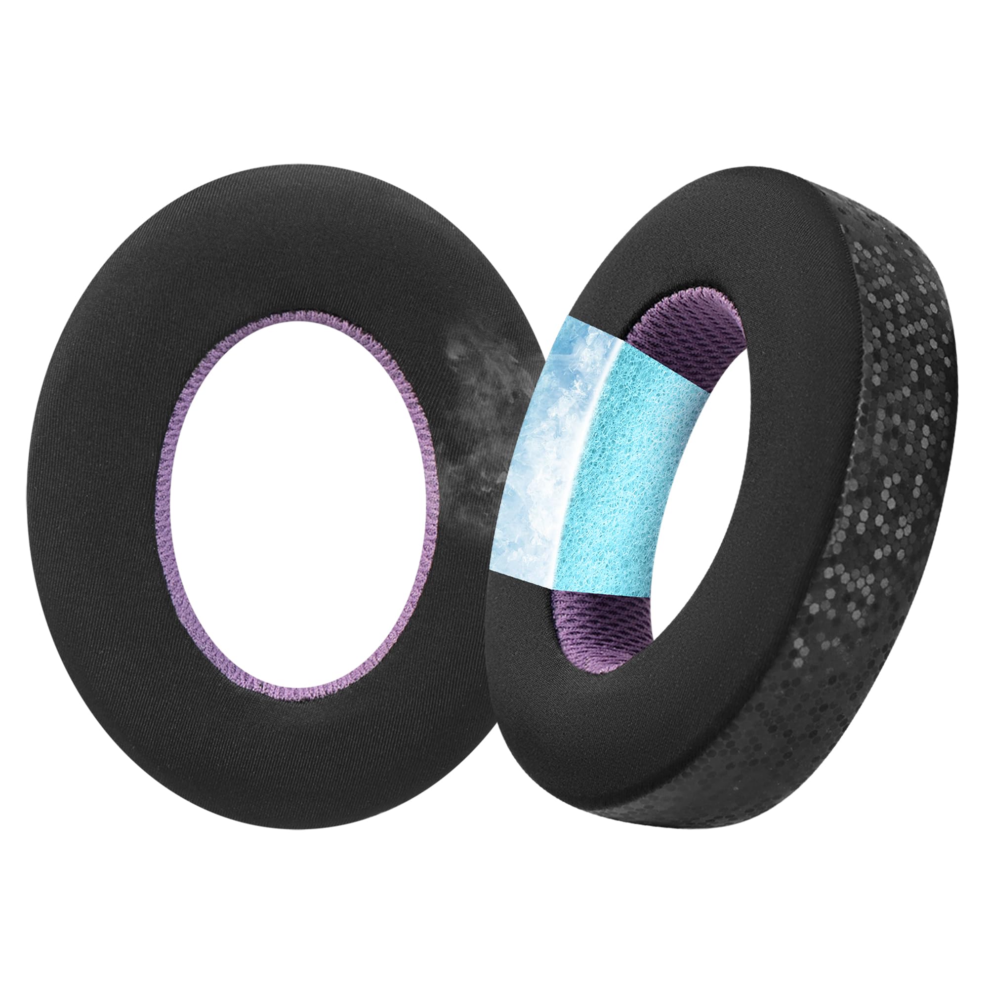 Jomwag Magic Ice Gel Replacement Earpads for Bowers & Wilkins PX7 - Black/Purple