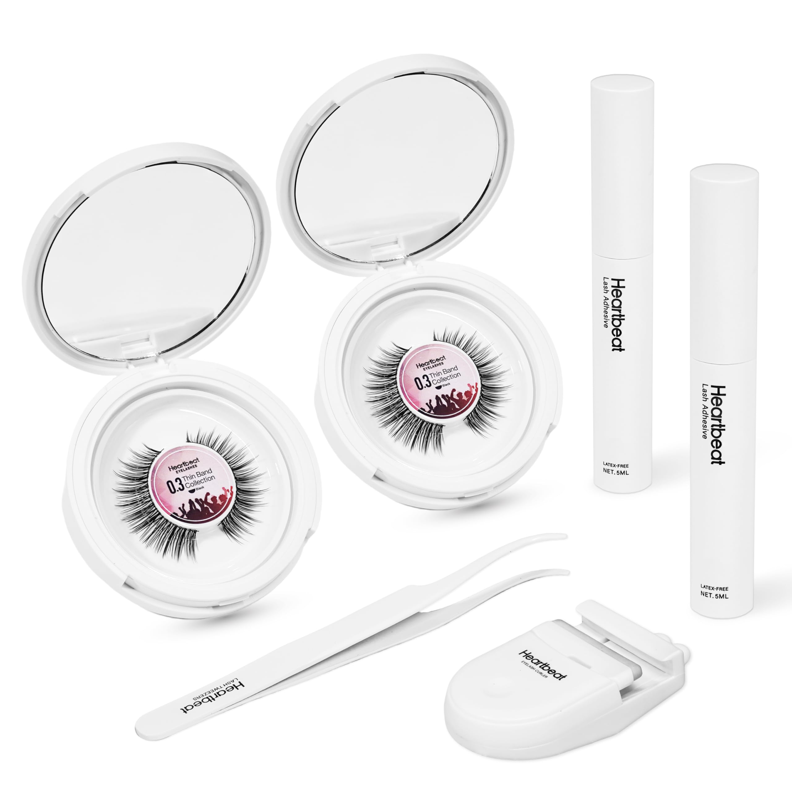 Happy Heartbeat False Lashes Natural Look Thin Band Eyelashes Wispy Soft Cat Eye Volume Reusable Strip Fake Lashes