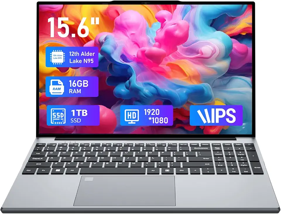 2025 Gaming Laptop,15.6 Inch Laptop Computer, Win 11 Pro Laptops N95 Processor (Up to 3.4GHz) 16GB 1TB SSD, Laptops Gamer 180 Angle Opening Backlit Keyboard Fingerprint Unlock FHD IPS 1920*1080