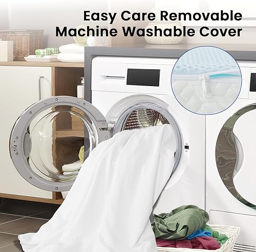 Miniatura 6 de Cubrecolchón de 3 pulgadas de espuma viscoelástica con gel, cubrecolchón refrescante tamaño Full con funda removible y lavable, certificado