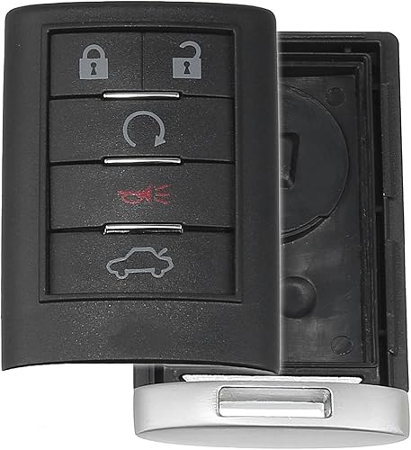 X AUTOHAUX Funda de repuesto para llavero de 5 botones sin llave para Cadillac Escalade CTS DTS STS 2008-2010 OUC6000066 sin hoja sin chip