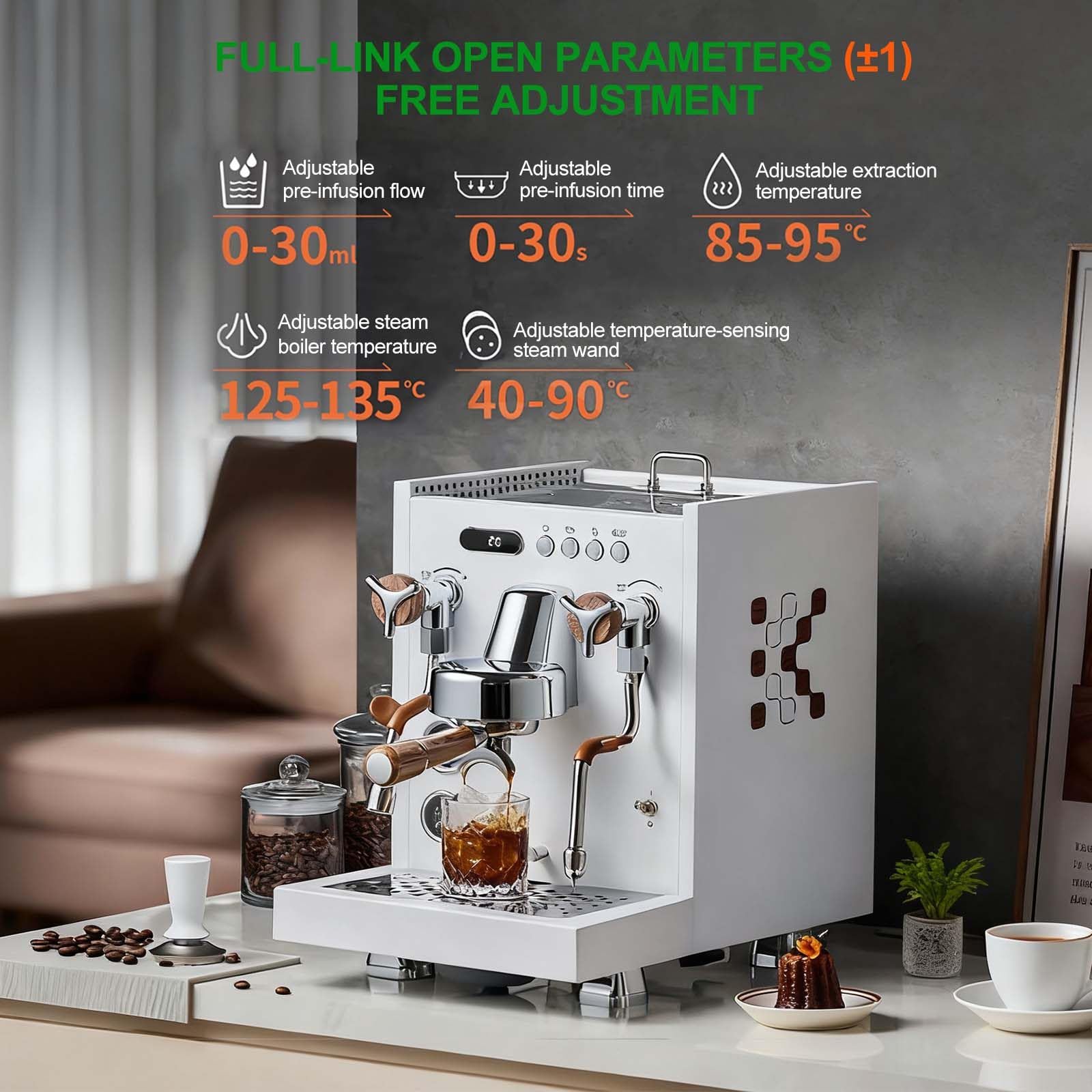 Spieniacz I Spieniacz Do Mleka, Elektryczny Podgrzewacz I Spieniacz Do Mleka Do Latte I Macchiato, Z Dyszą SpieniająCą, 58 Mm, Ubijak O StałEj Sile Spieniania, łYżEczka Do Kawy