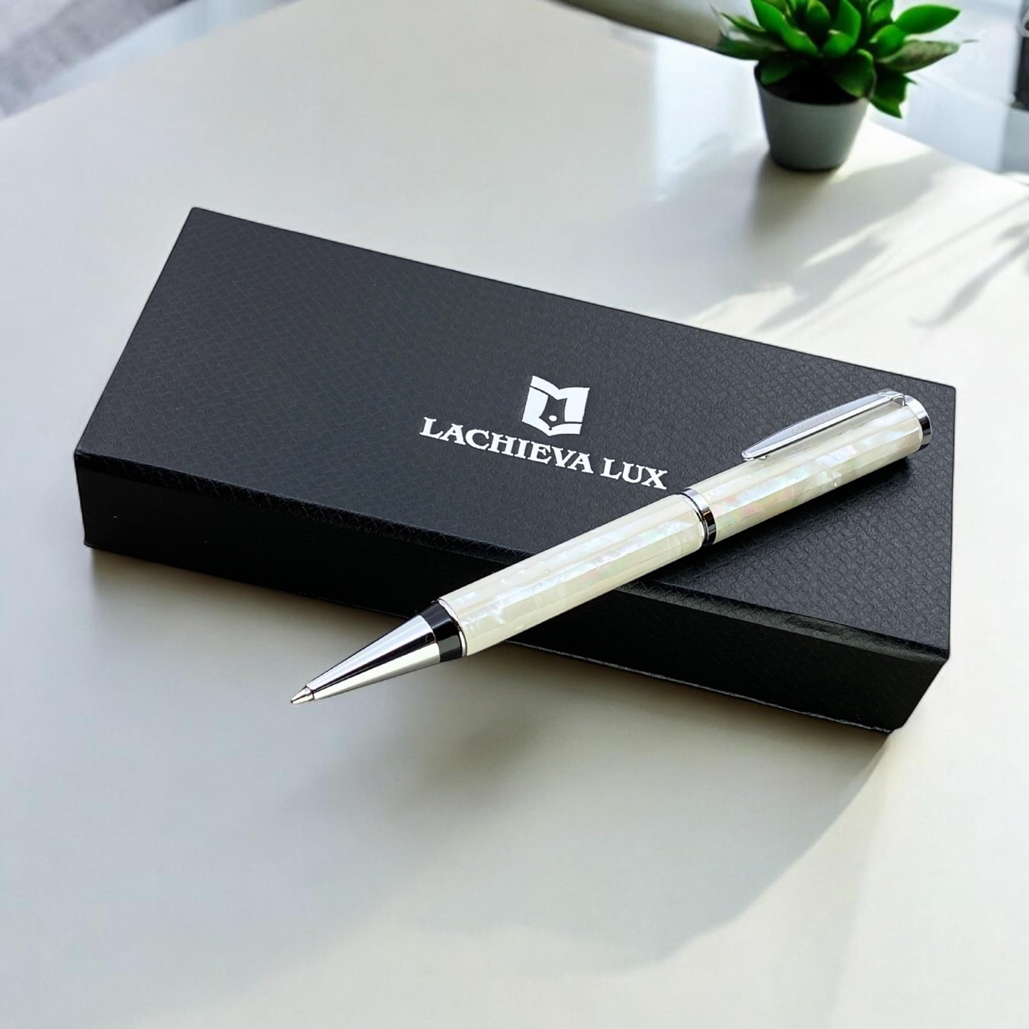 LACHIEVA LUX Stunning Handcrafted Mother of Pearl Ballpoint Pen with German P900M 1 0MM Refill Luxury White Shell — view 8