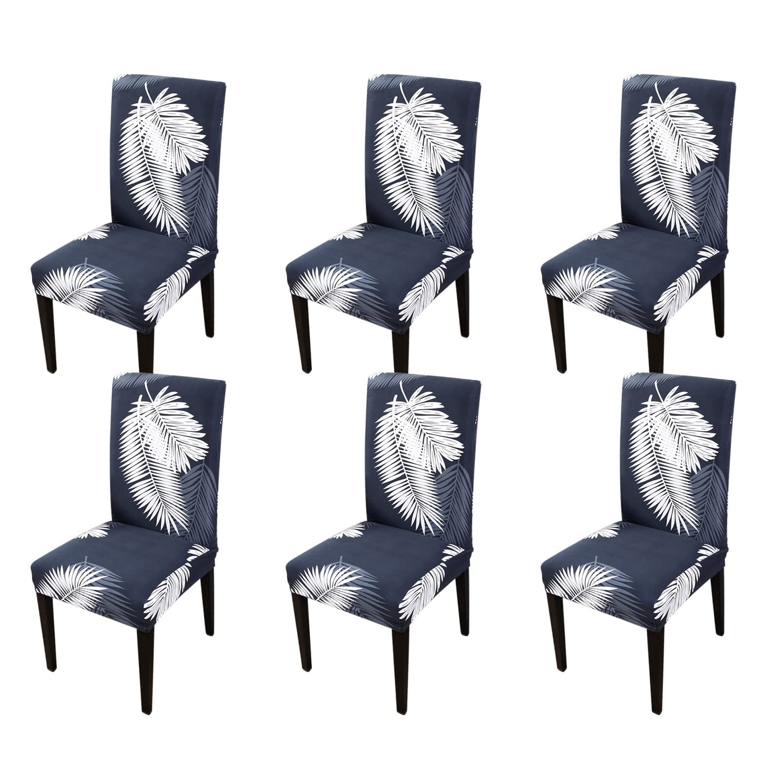 Housse de chaises extensibles motif feuille bleu pour protéger et sublimer vos sièges