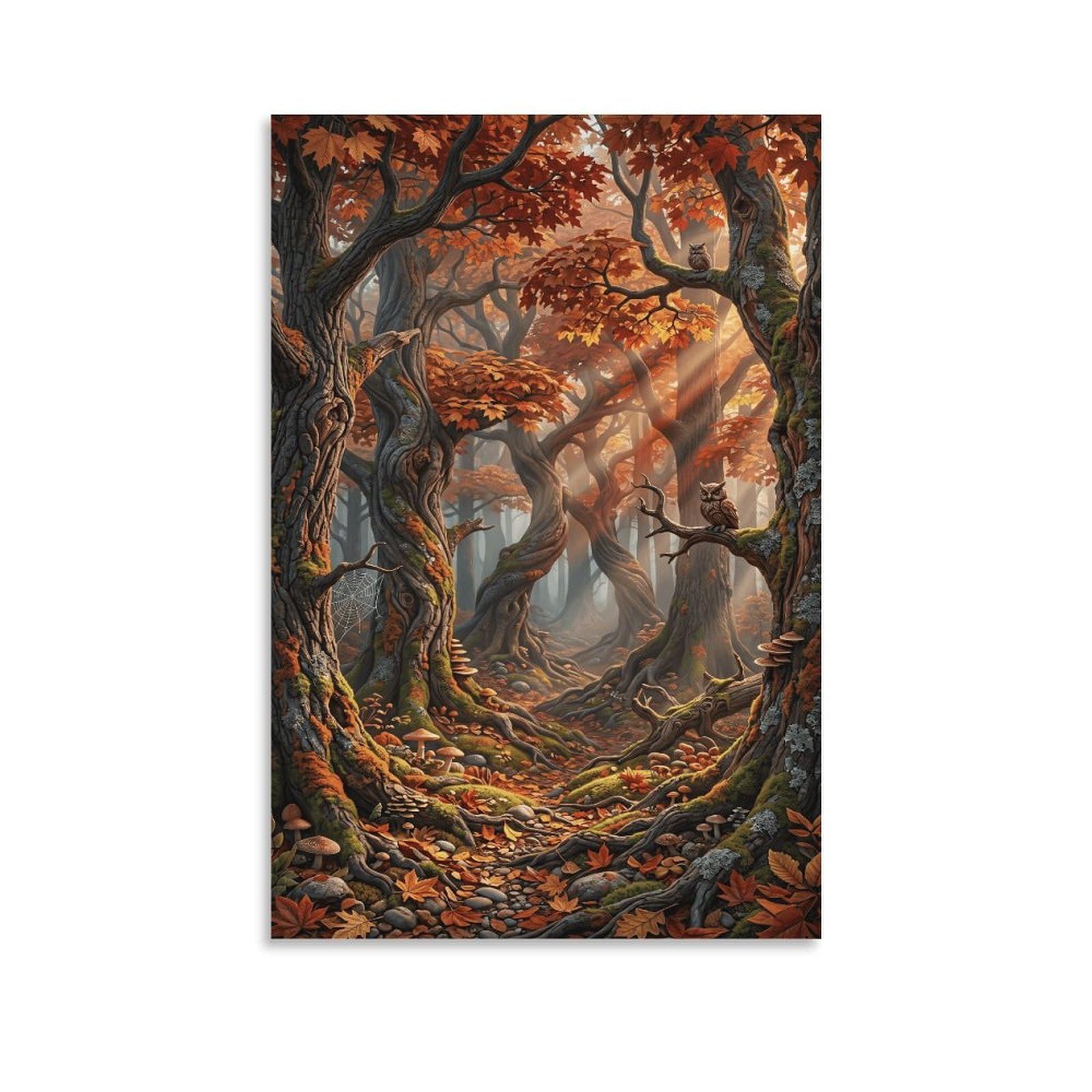 XPASHIQWC Autumn Red Maple Forest Poster Artwork Giclee Canvas Prints Modern Wall Art Picture Wall Hanging for Home Decorations 16x24inch(40x60cm)