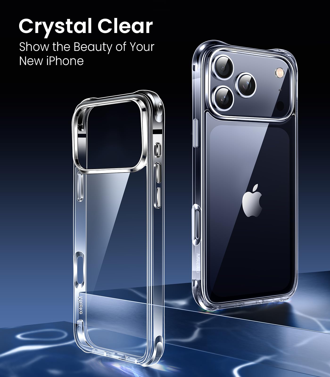 Mkeke Compatible with iPhone 17 Pro Case Clear [Not-Yellowing] [Military-Grade Drop Protection] Shockproof Protective Phone Bumper for Apple 6.3 inch 2025