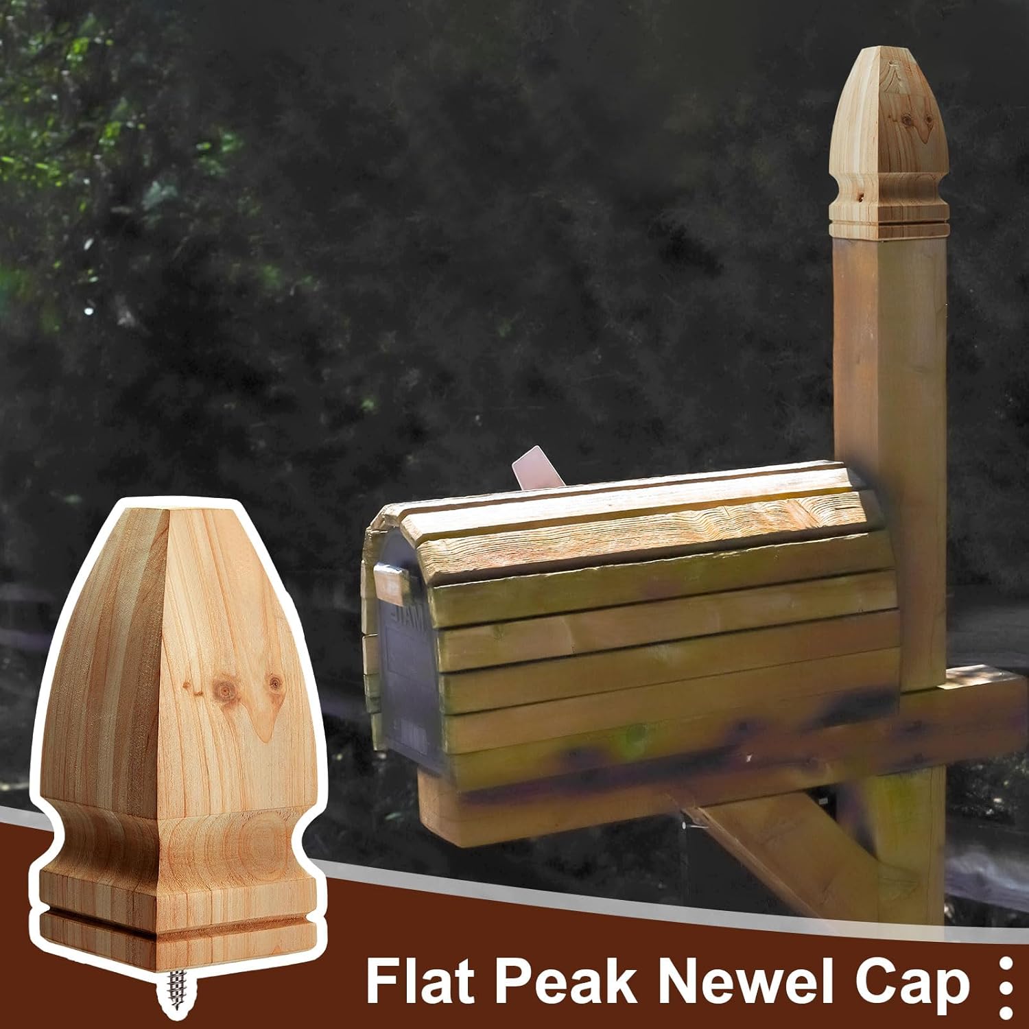Geetery 1 Pcs 3'' x 3'' x 7'' Wood Gothic Post Cap, Wood Finial, Fence Topper with Screw, Unfinished Decorative Newel Post Cap, Cedar Finial for Indoor Stair Outdoor Fences Mailboxes Decks