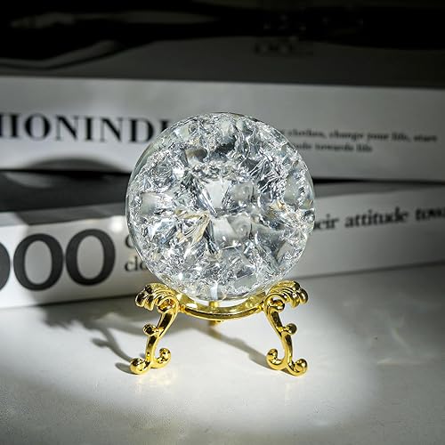 Miniatura 3 de LONGWIN Bola de cristal agrietada con hielo de 1.969 in Bola de cristal decorativa Decoración del hogar Adornos (transparente)