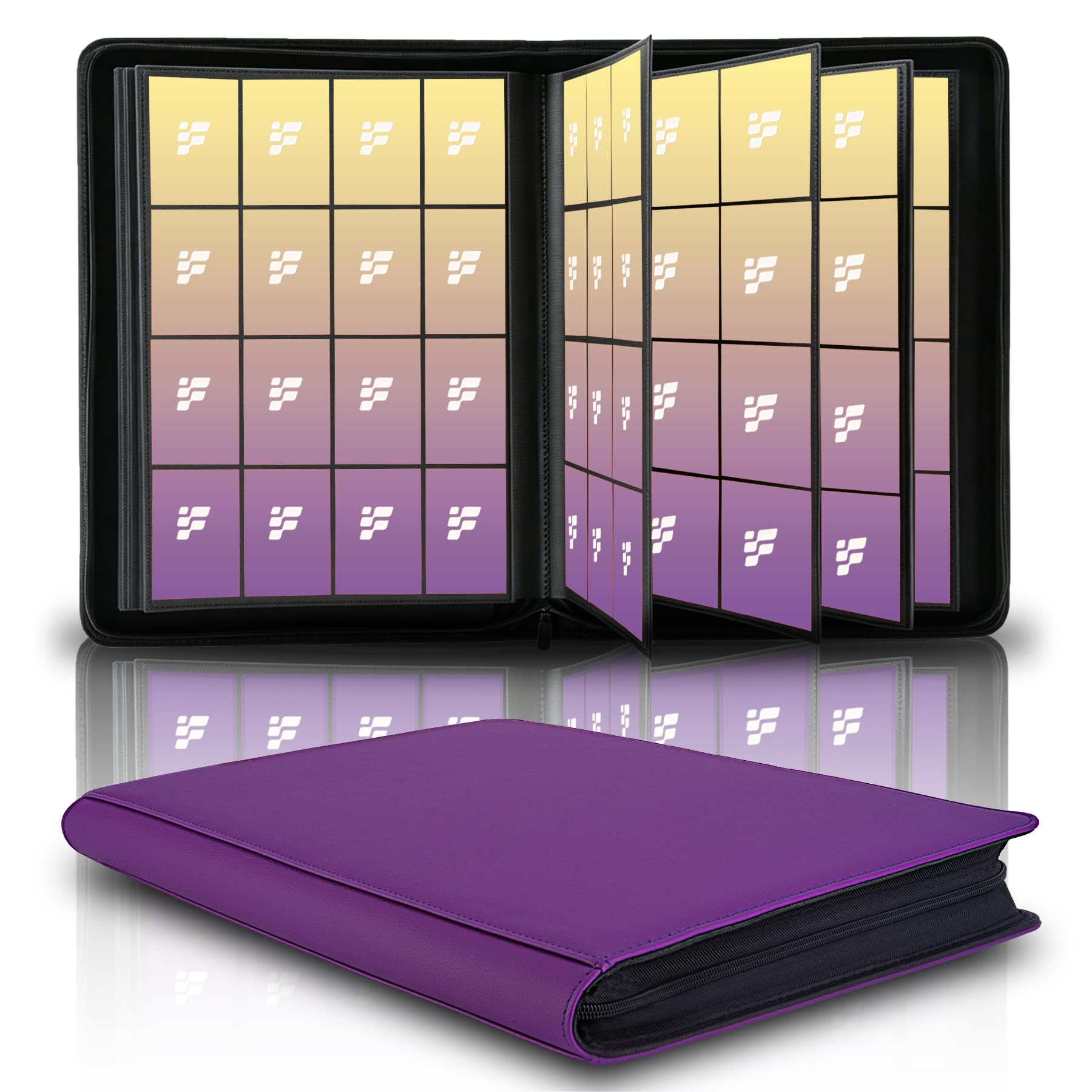 1000+ Pockets Trading Card Binder, 16 Pockets Trading Card Binder Ringless Side Loading Trading Card Album Folder for TCG,MTG,Sports Cards(Purple-1)