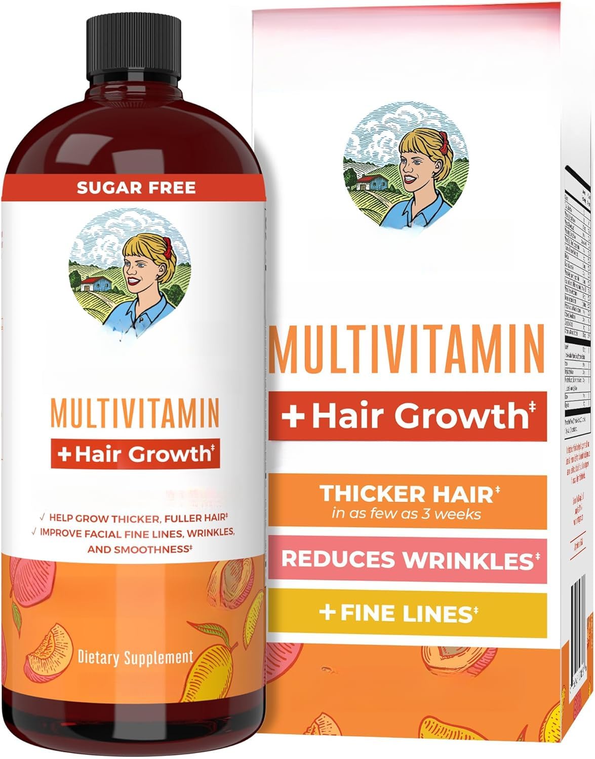 Multivitamina Líquida+Crecimiento Del Cabello | Crecimiento del cabello | Mujeres para cabello más grueso y arrugas faciales | Protección de la piel