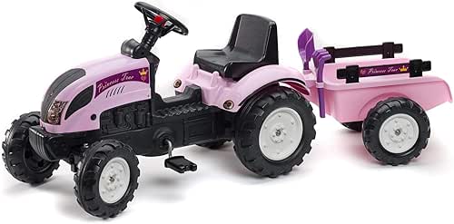 FALK - Tracteur à pédales Princess Trac avec remorque -