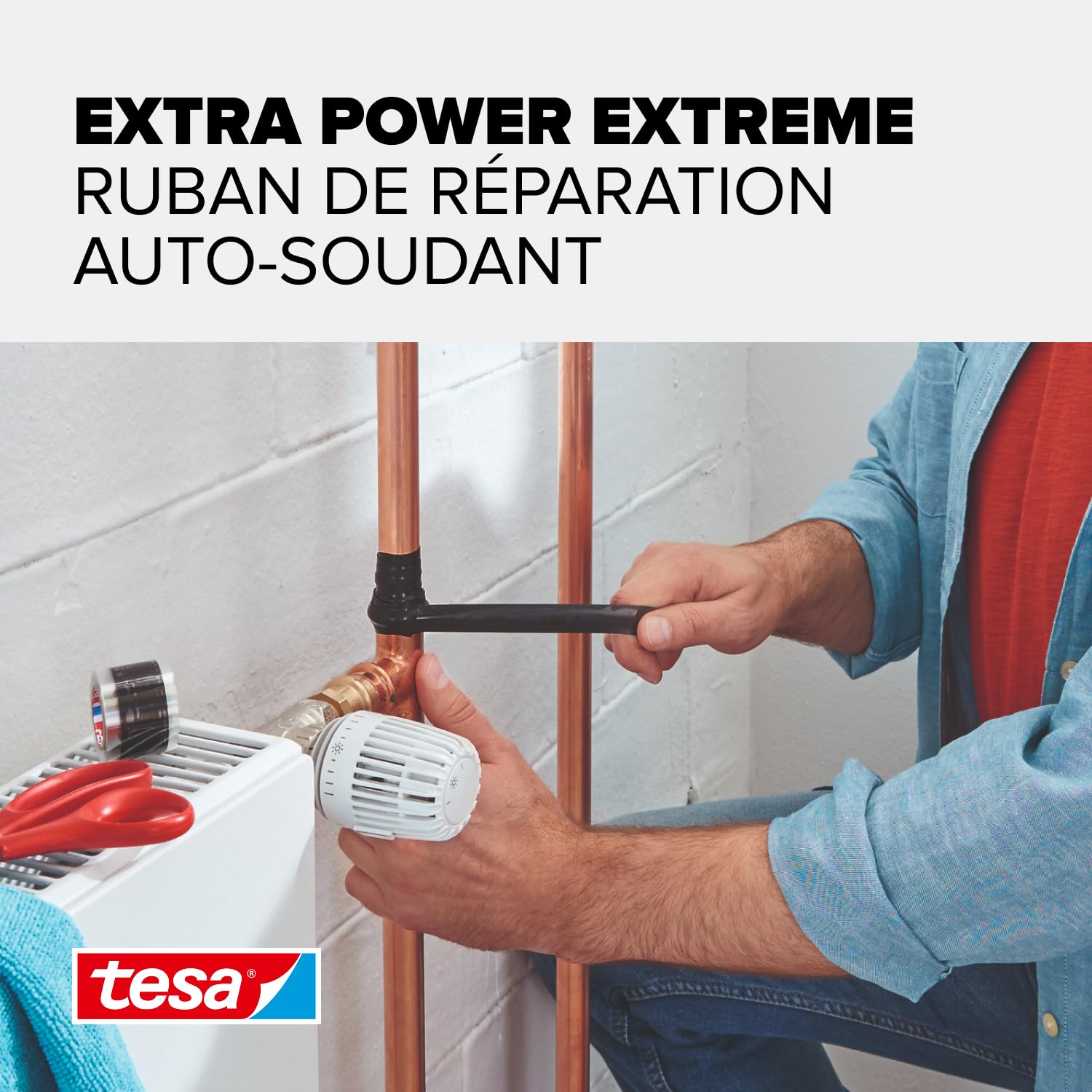 tesa extra Power Extreme Repair Ruban de Réparation Auto Amalgamant pour Tuyaux et Câbles – Silicone Résistant Noir