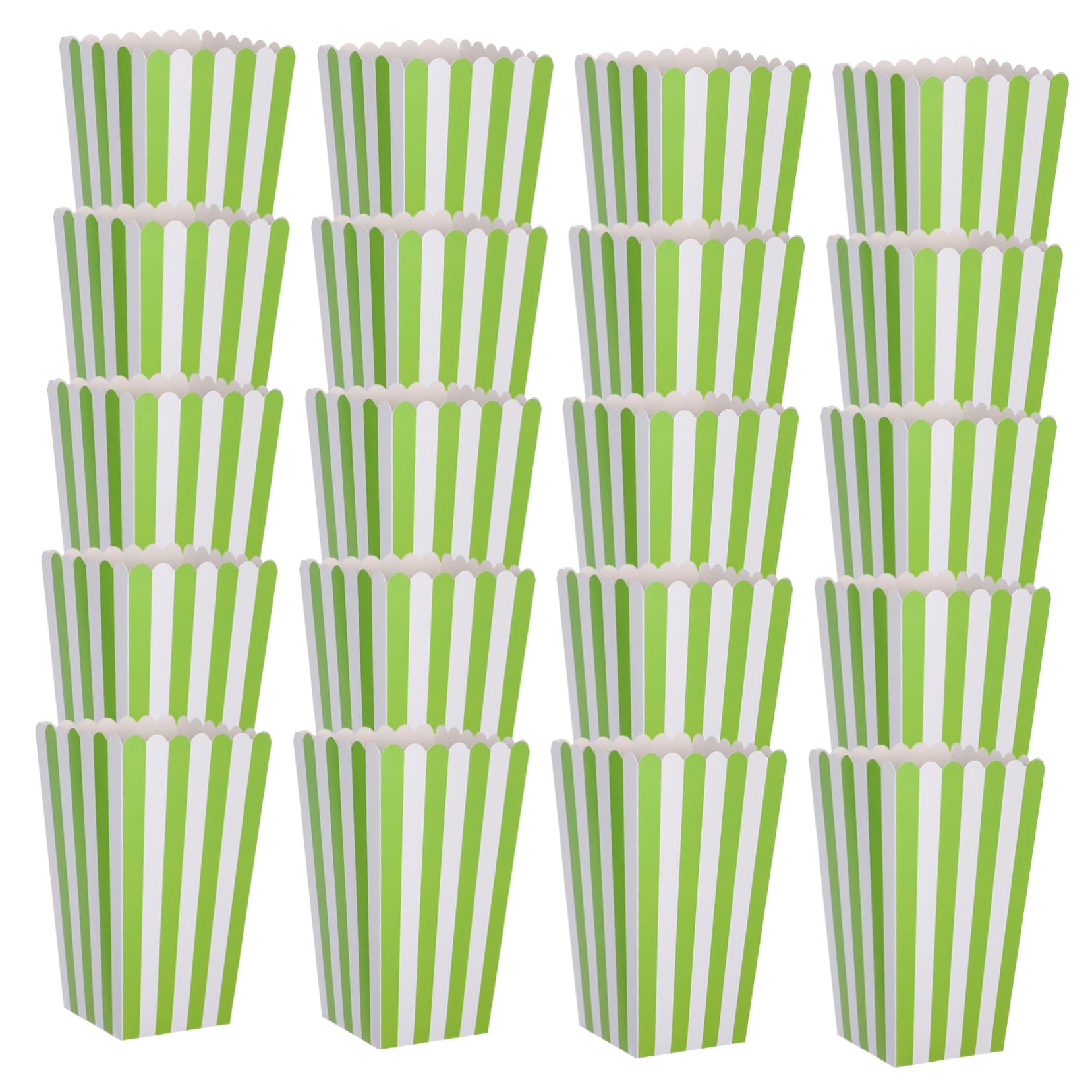 COLLBATH 40 Grün Gestreifte Popcornschachteln aus Papier Einfach Stapelbar und Multifunktional für Karnevalspartys und Snacks Wie Kekse und Bonbons