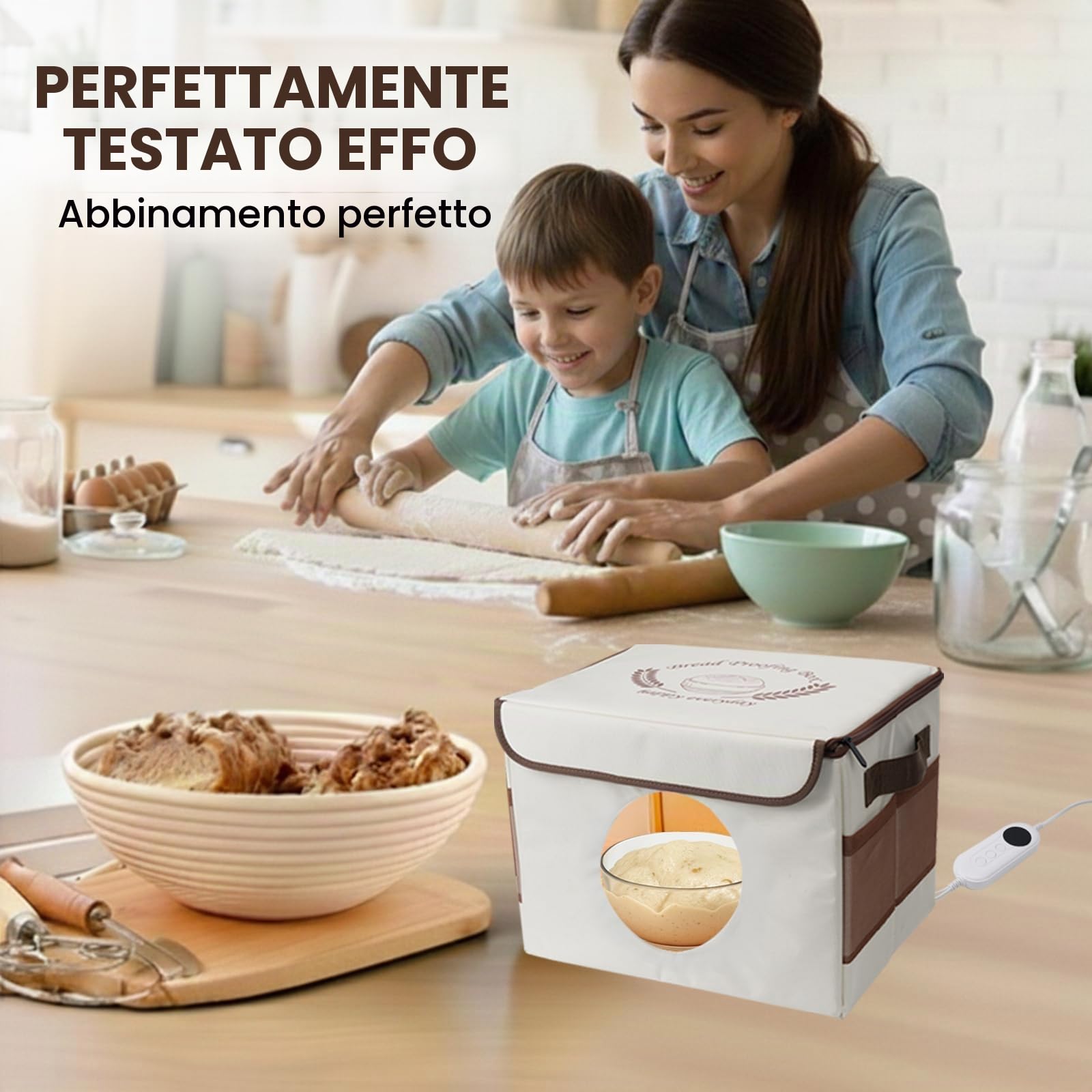 Scatola per la Fermentazione del Pane, per Pane con Riscaldamento e Sensore di Temperatura NTC, Catola Lievitatore per Impasti per Casa Panes Pizza Yogurt