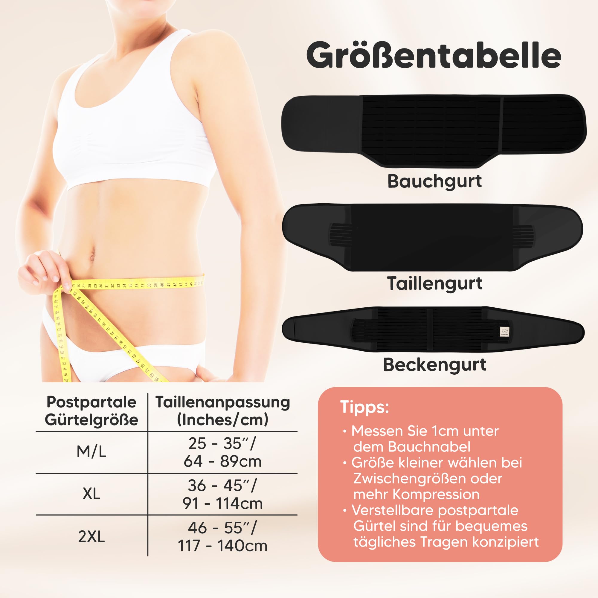 KeaBabies Revive 3 in 1 Postpartum Gürtel für Damen -Bauchgurt nach Geburt Kaiserschnitt,Rückbildungsgürtel nach Geburt,Bauchband nach Geburt,Bauchgurt Schwangerschaft (Midnight Black, M/L)