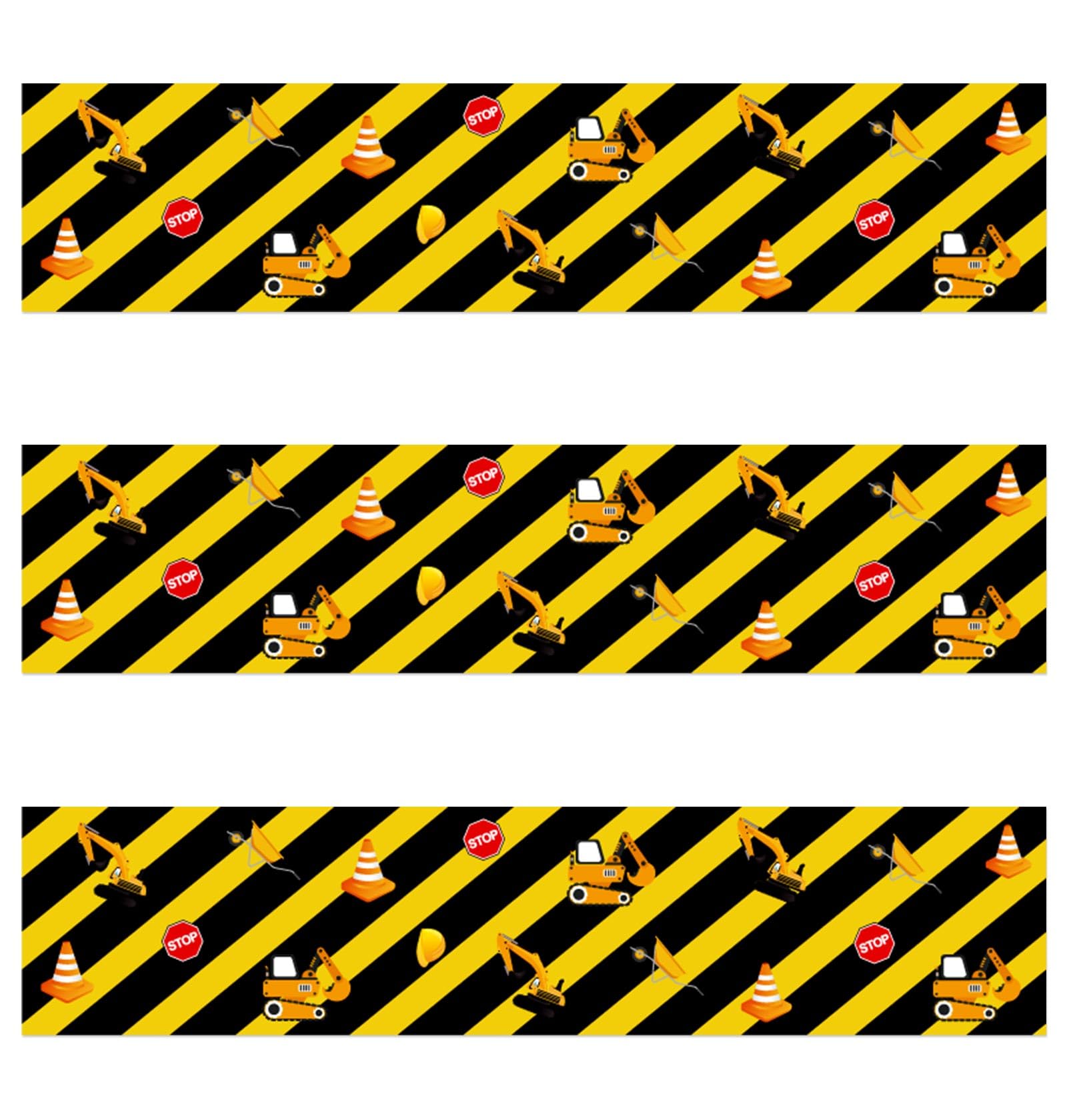 3pcs Construction Edible Cake Borders, Construction Theme Edible Birthday Digger Cake Border Excavator Baking Strips Pre-Cut Truck Cakes Toppers Decorations for Party Birthday Supplies