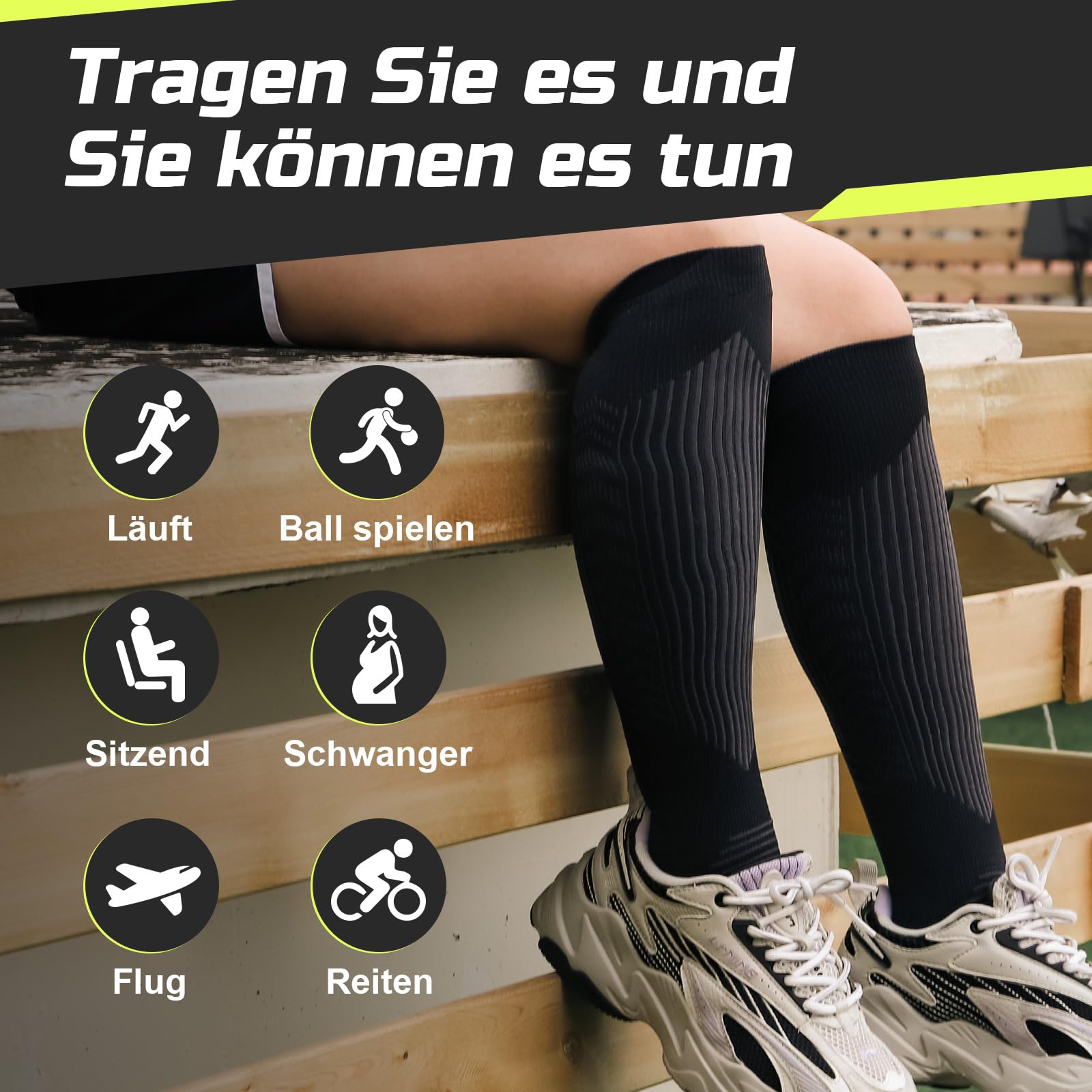 PRAOAHEI 2 pares de calcetines de compresión, calcetines de compresión, calcetines de trombosis, 20-30 mmhg, calcetines de apoyo para hombre y mujer, para deportes, ciclismo, viajes, embarazo, vuelo,