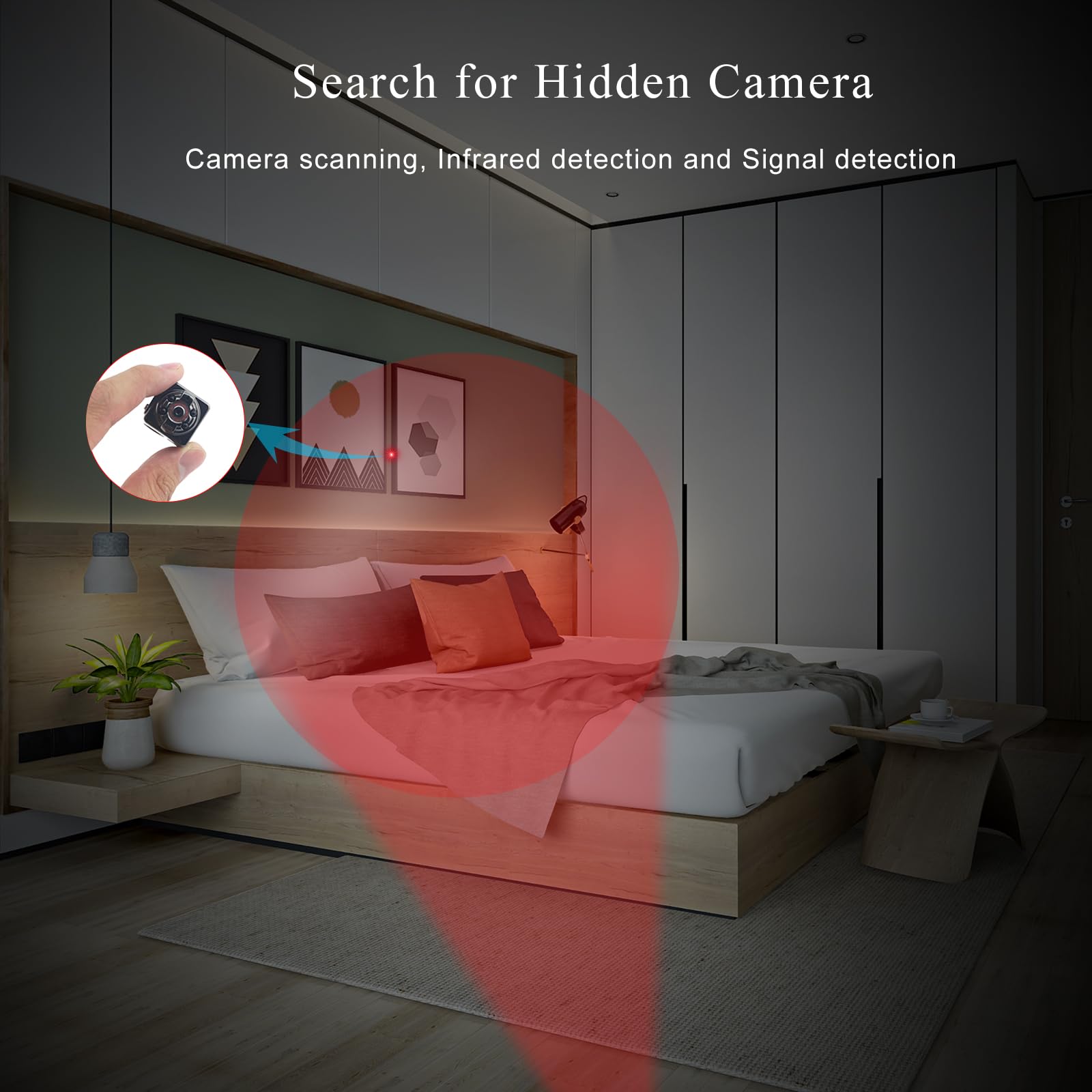 Wanzen Detektor, Kamera Finder & RF Scanner, Magnetischer Tracker Finder für versteckte Kameras, Abhörgeräte, Hotel, Auto, Büro, Umkleide, Zuhause und Reisen, Tragbar & Wiederaufladbar