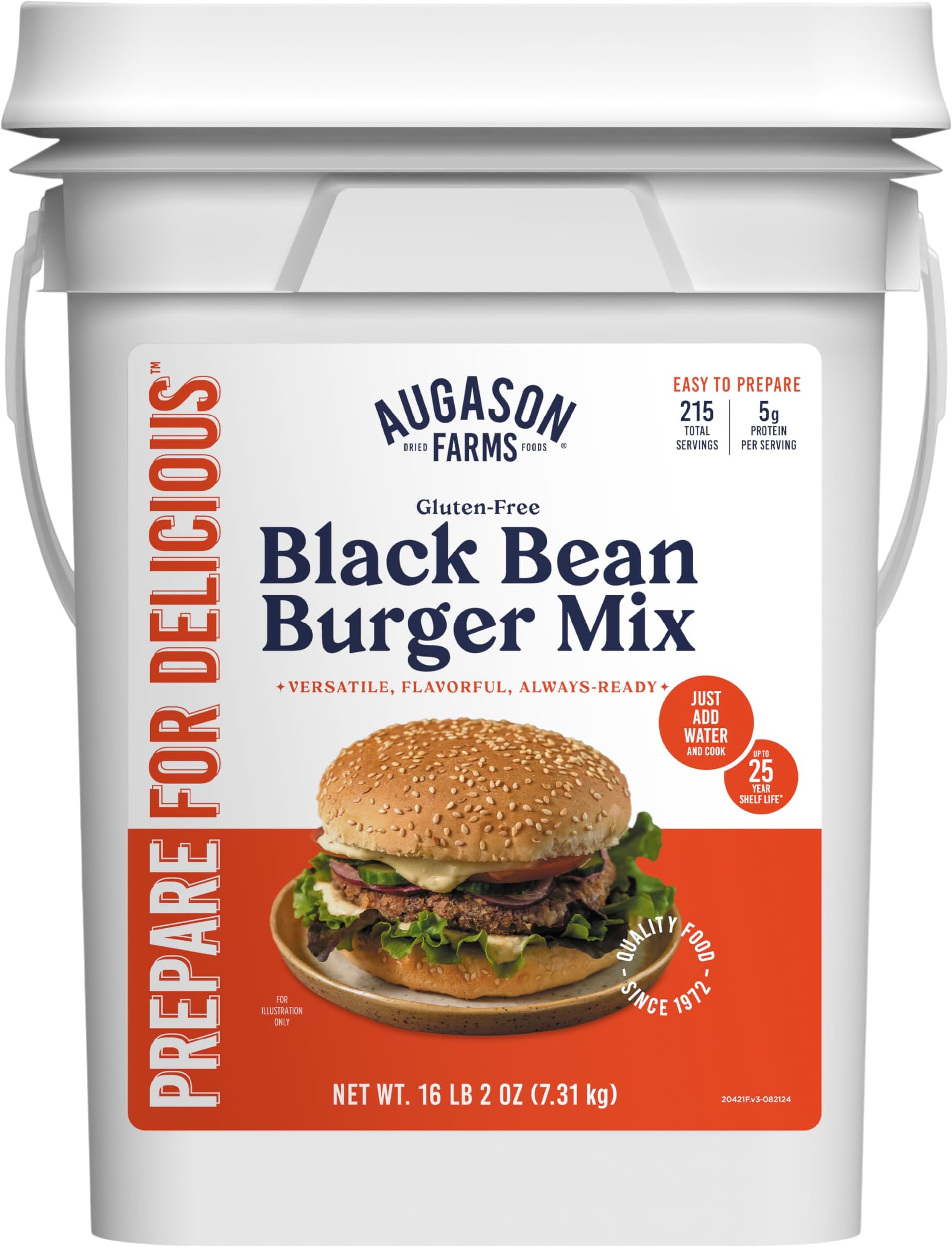 Gluten Free Black Bean Burger 16 lbs 2 oz 4 Gallon Pail