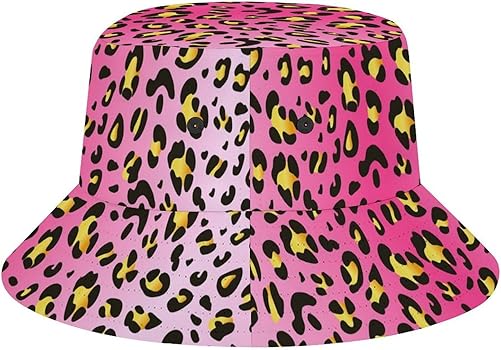 帽子 LAD MUSICIAN LEOPARD BUCKET HAT TecEr Pink-Leopard-Pattern Bucket Hat Unisex for Men Women