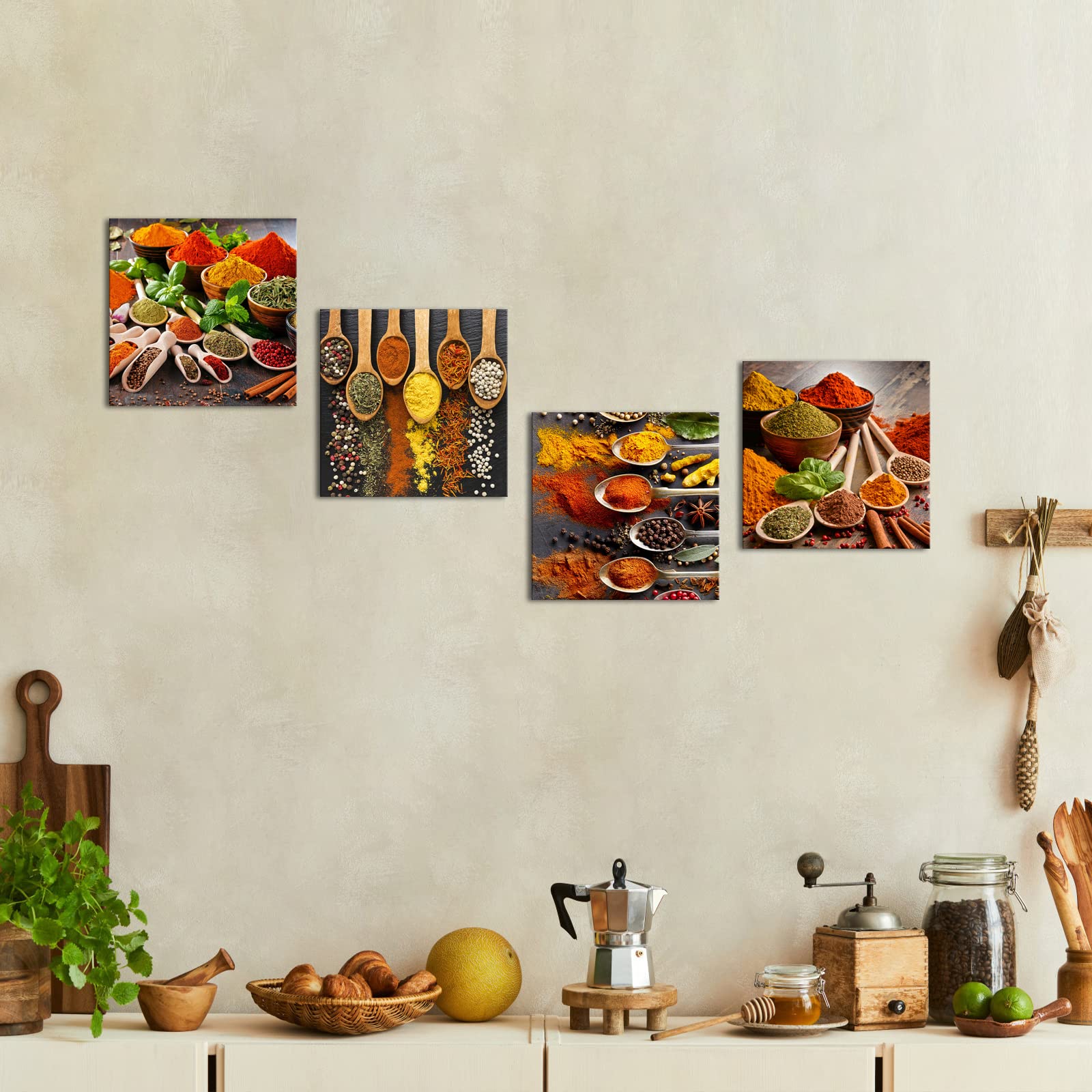 HOMOEART Colorful Spices Kitchen Pictures Canvas Wall Art