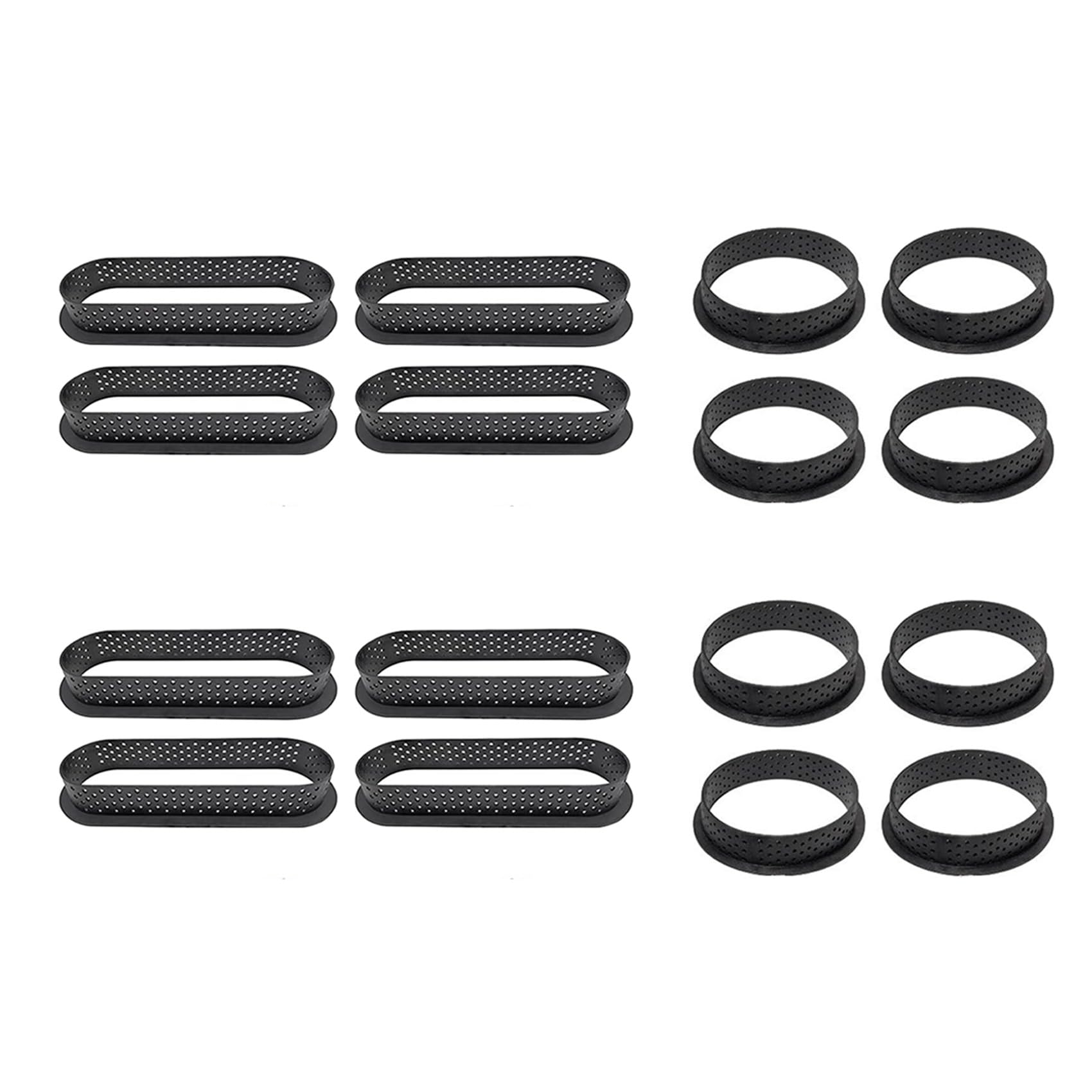 Hndhbfgrt 16 Pcs Round & Oval Tart Rings Heat- Perforated Cake Mousse Ring Non Stick Bakeware Mini Cake Mold Cake Rings