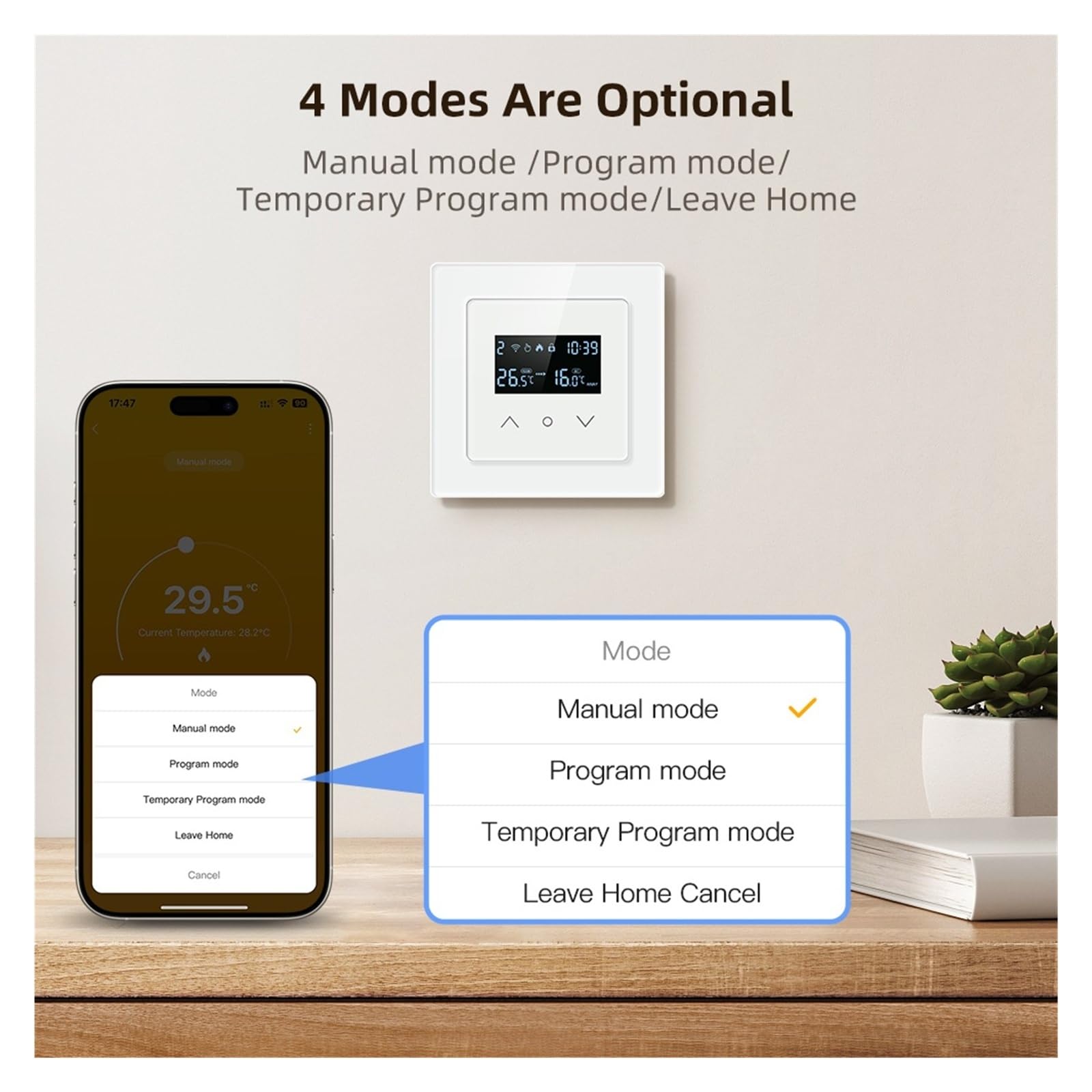 Termostato Inteligente, Termostato Inteligente WiFi for calefacción de Suelo Radiante eléctrico, Caldera de Agua y Gas, Control de Temperatura.