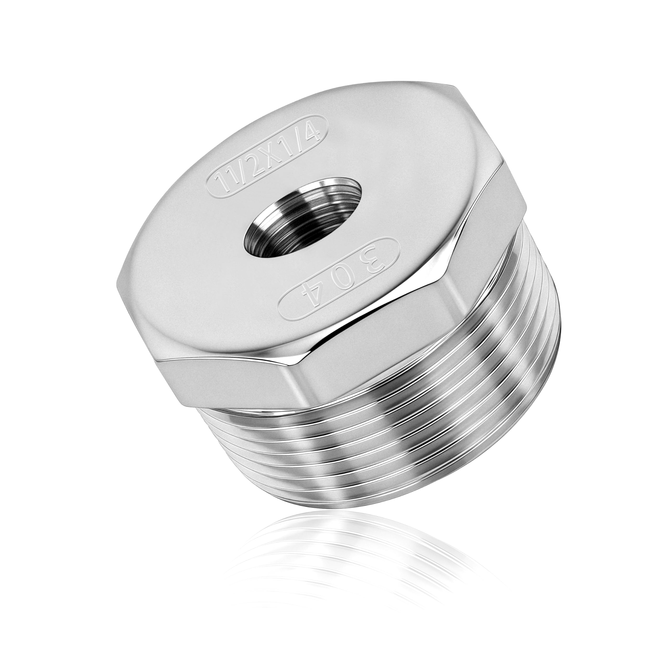 Raccord Réducteur en Acier Inoxydable, 1-1/2" Mâle auf 2" Femelle Adaptateurs de Robinet Connecteur de Tuyau, Douille Hexagonale Raccord Fileté pour Conduites d'eau (1 Pièce)